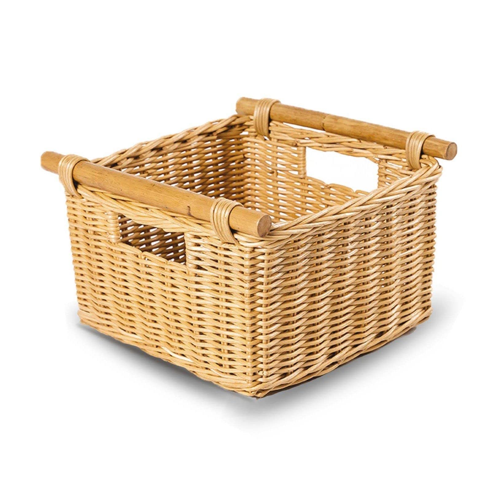 Deep Pole Handle Wicker Storage Basket