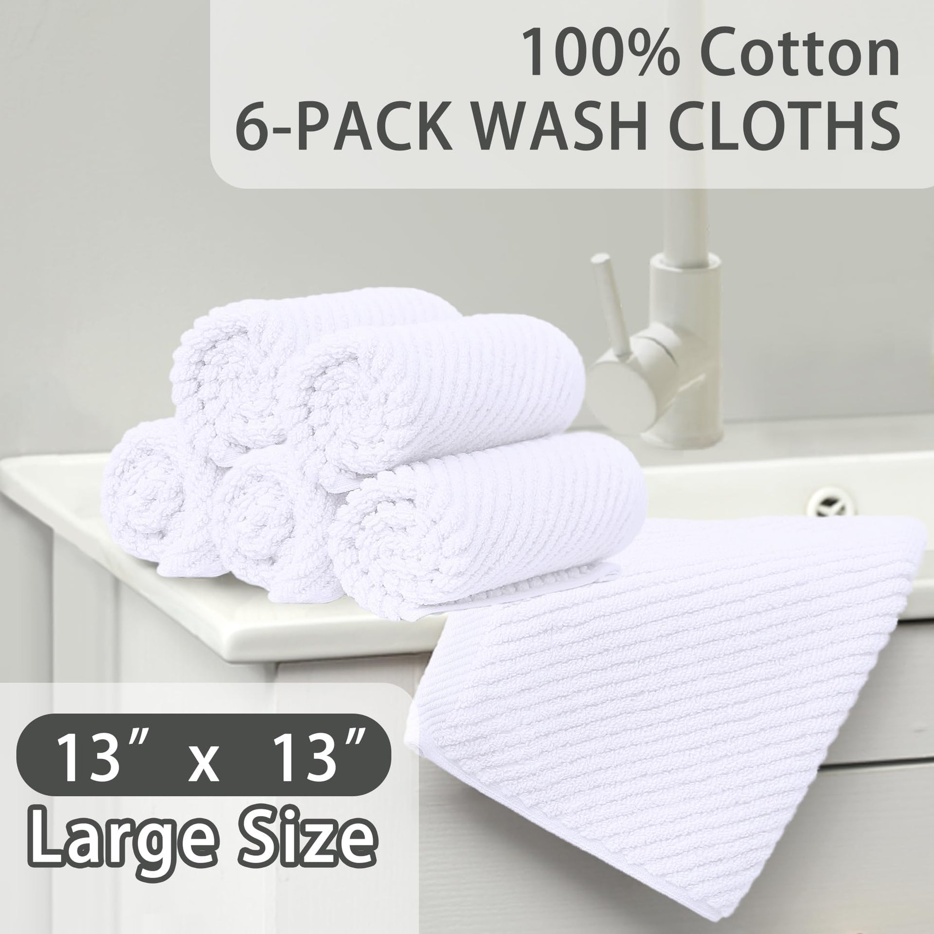 White Washcloths 6PC (6 Count)