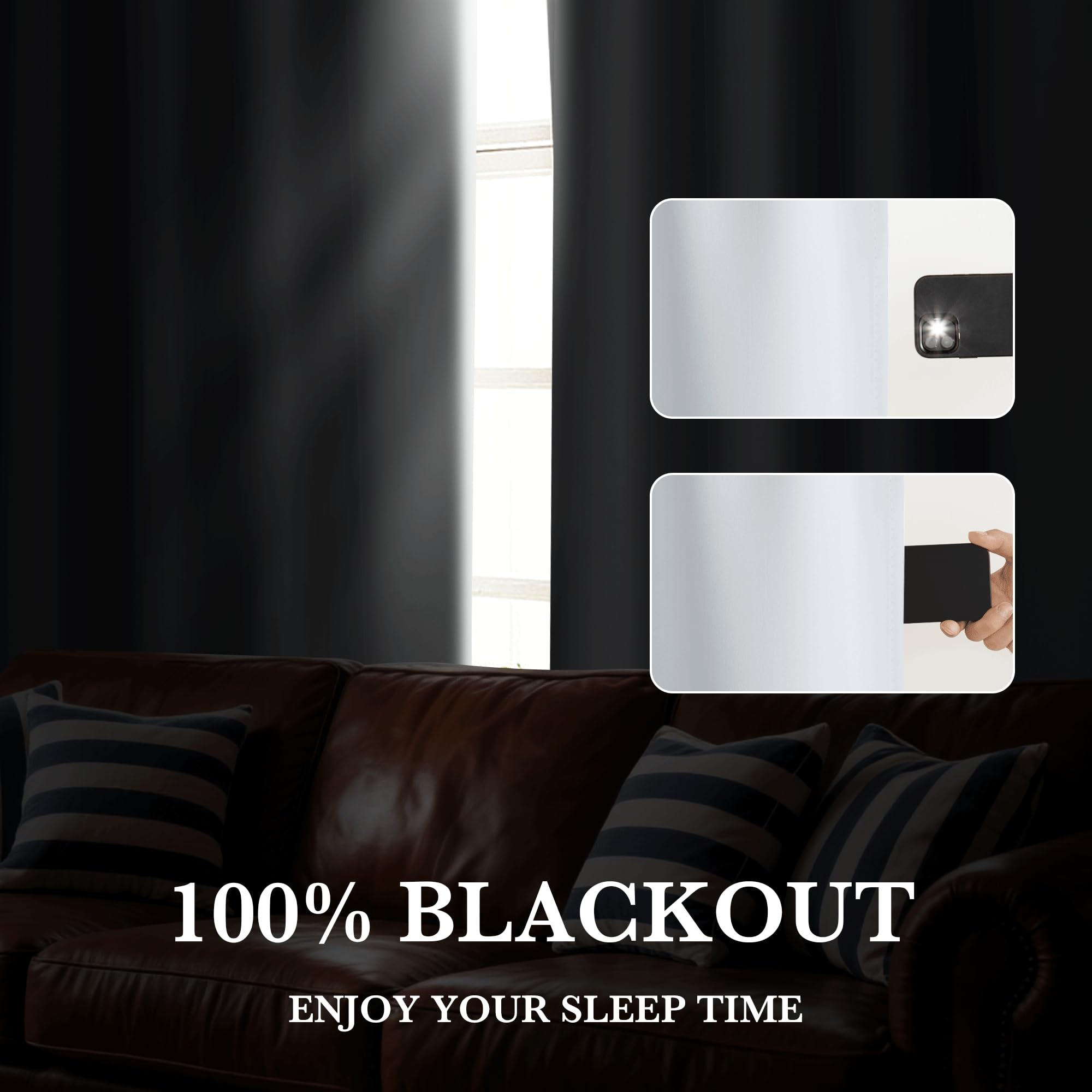 White 100% Blackout Curtains for Bedroom Living Room (2 Count)