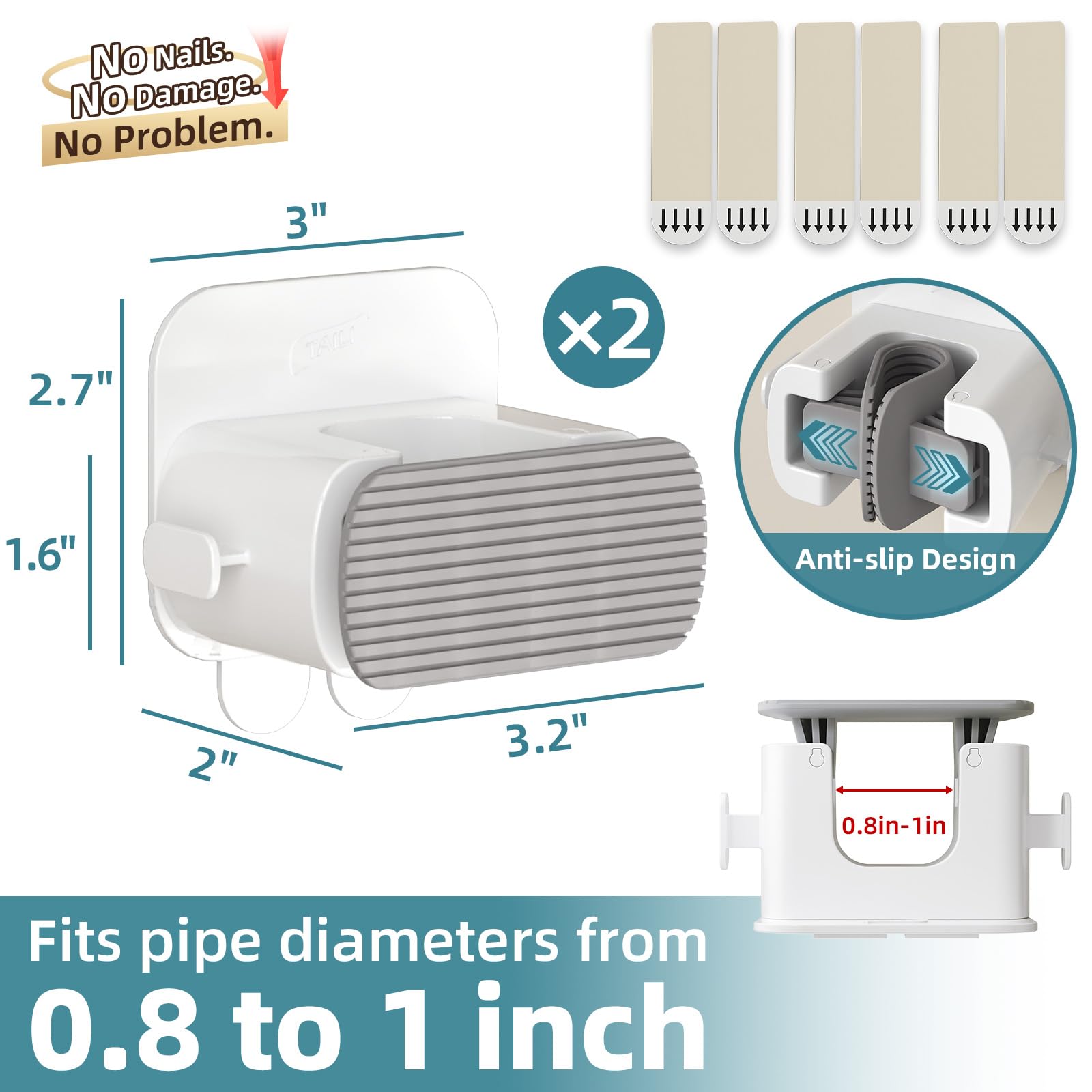 Mop and Broom Holder Wall Mount Grippers (2 Count)