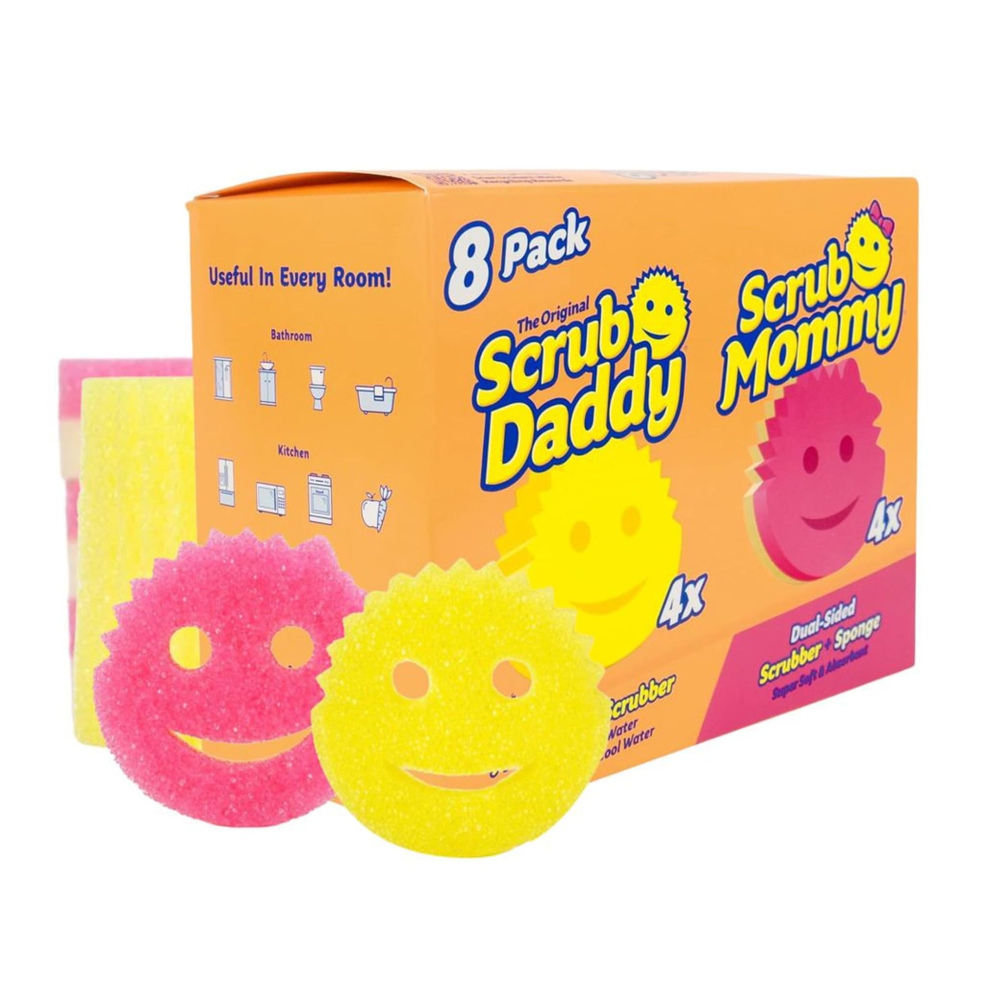 Original (4) + Scrub Mommy Kitchen Sponges (4) - Scratch-Free Dish Scrubber - Multipurpose Kitchen Cleaning Sponges - BPA Free Polymer Foam - Stain & Odor Resistant (8 Pack) (8 Count)