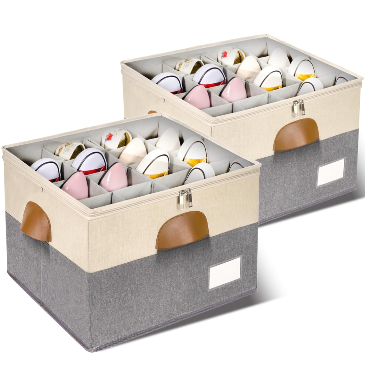 2 Pack Shoe Organizer for Closet with Adjustable Divider Shoe Storage Box (2 Count)