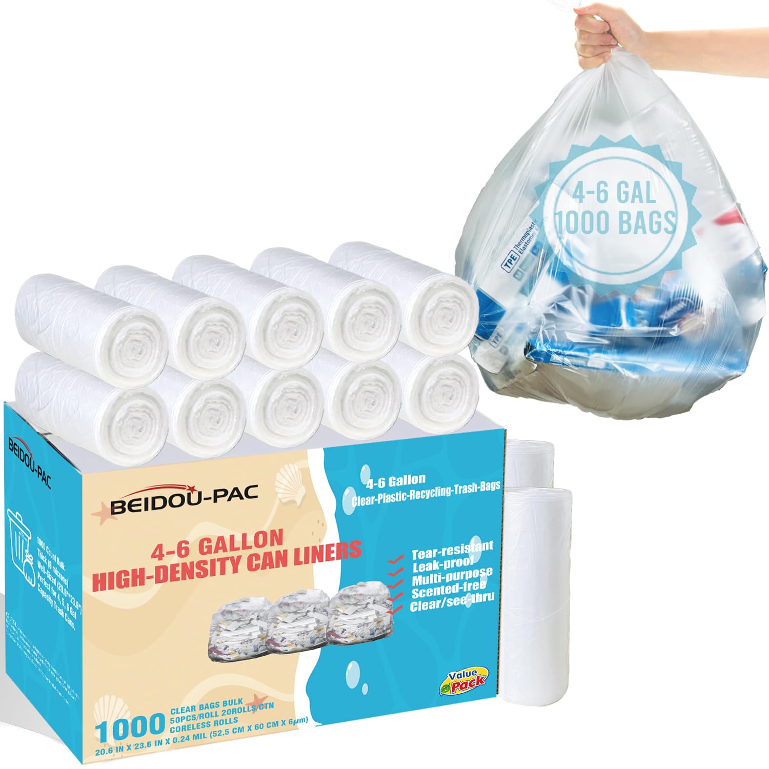 4 6 Gallon Trash Bags (1000 Count)