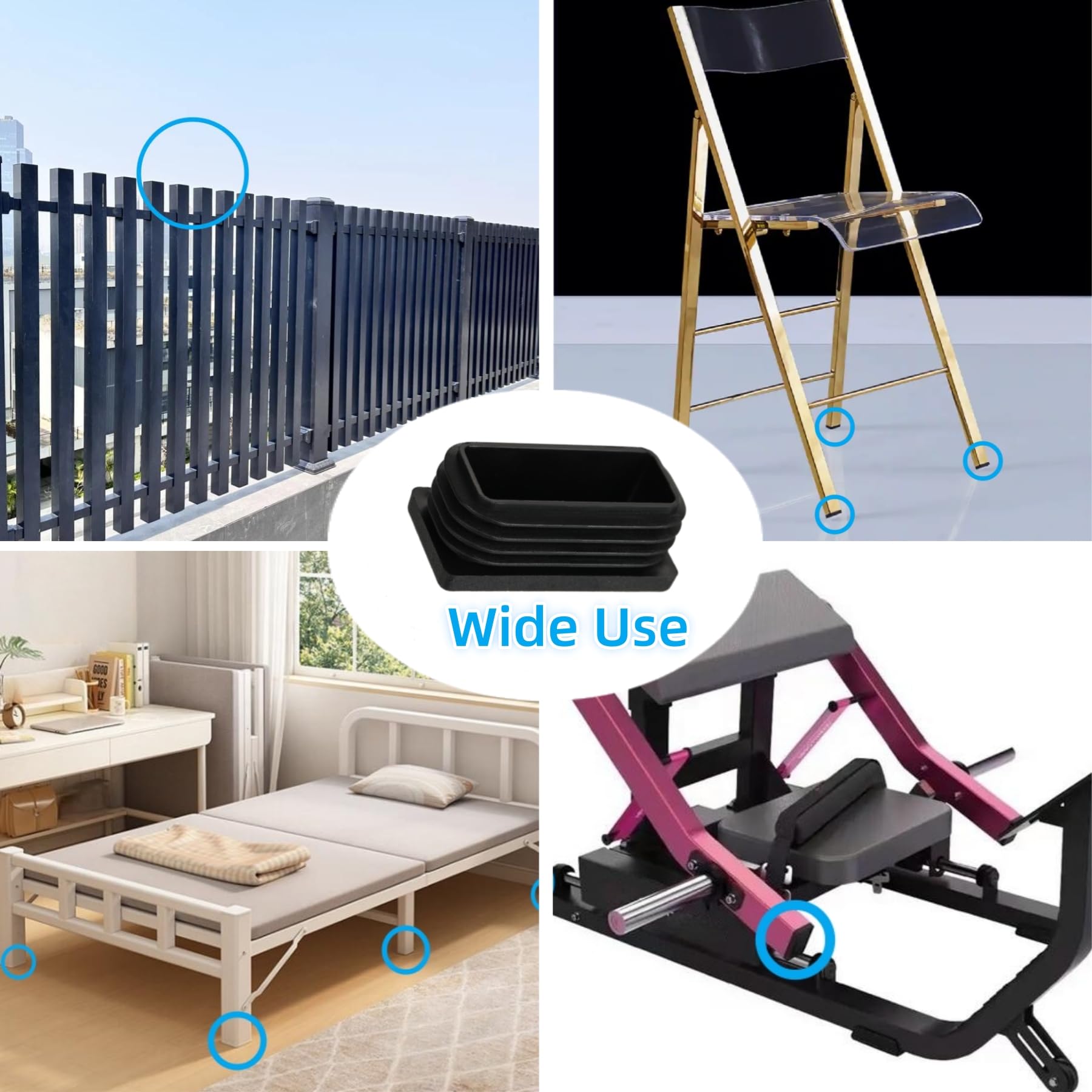 1" X 1-1/2" Rectangle Plastic Plugs Tubing End Caps Chair End Caps 1 X 1.6 Inch Outside Tubing Caps Furniture Sliders Glides Black (Fit 0.78-0.9" X 1.37-1.5" Rectangle Tube Inner Size, 24P) (24 Count)