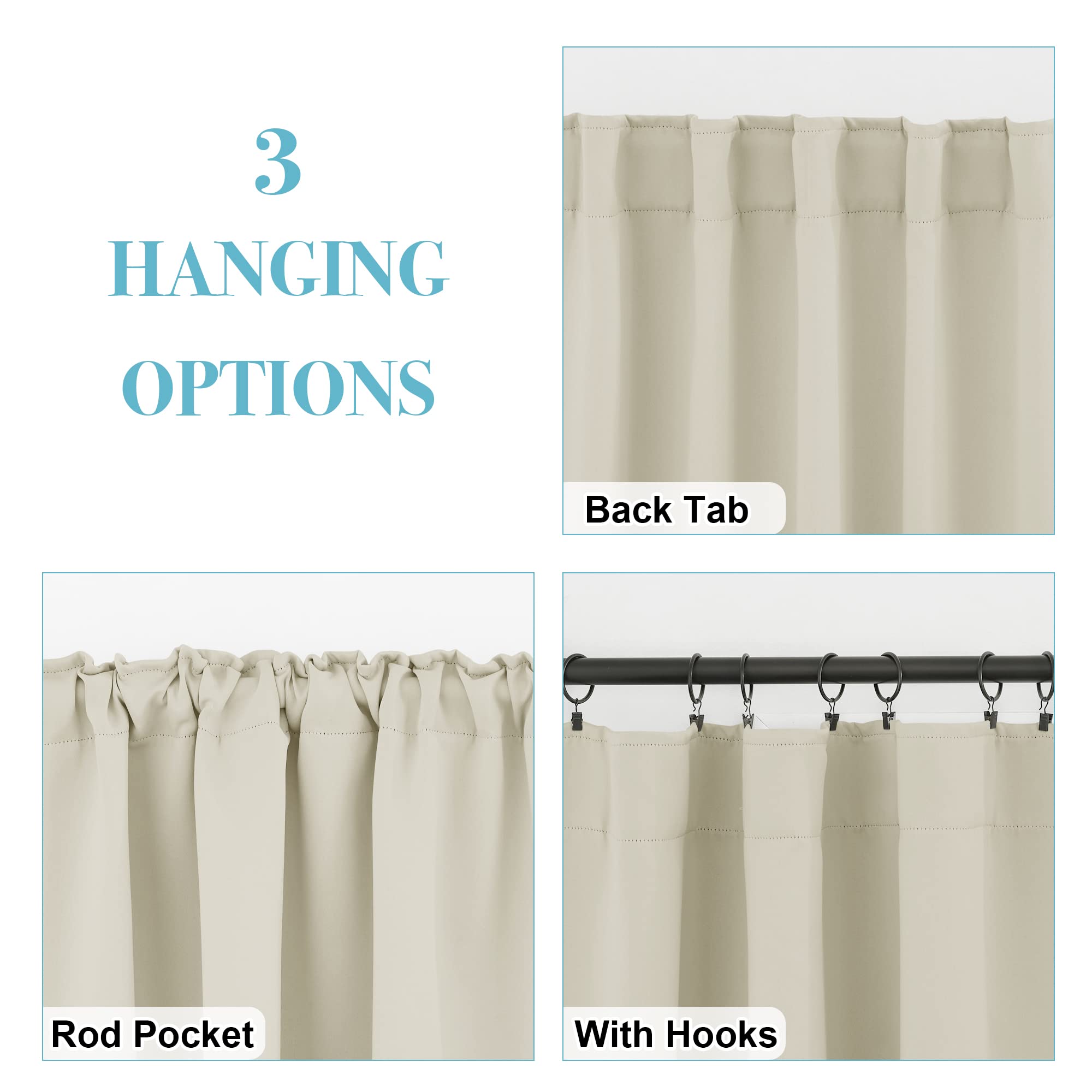 Curtains for Living Room Bedroom Nursery Office Laundry (2 Count)