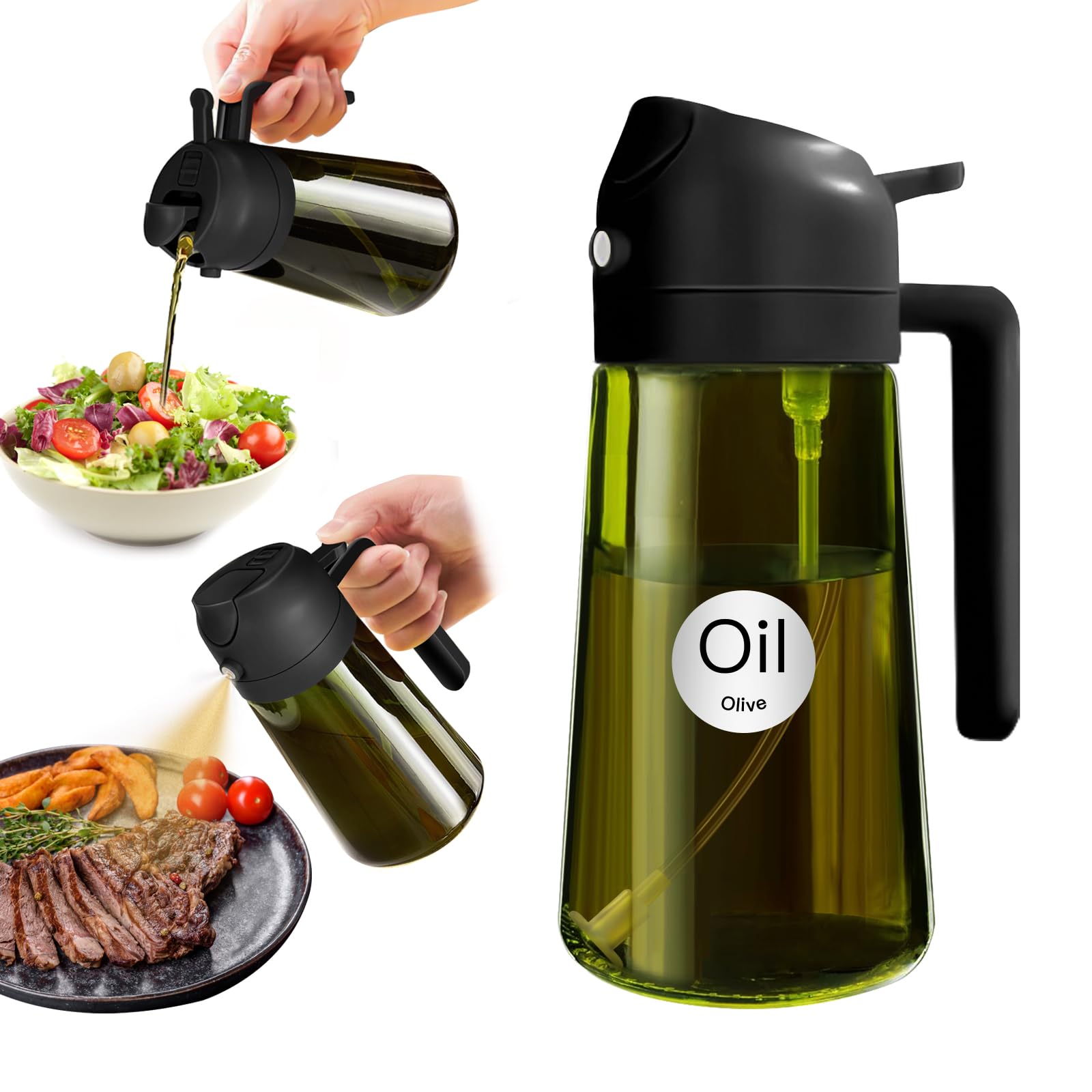 16 oz Dark Glass Olive Oil Sprayer & Dispenser