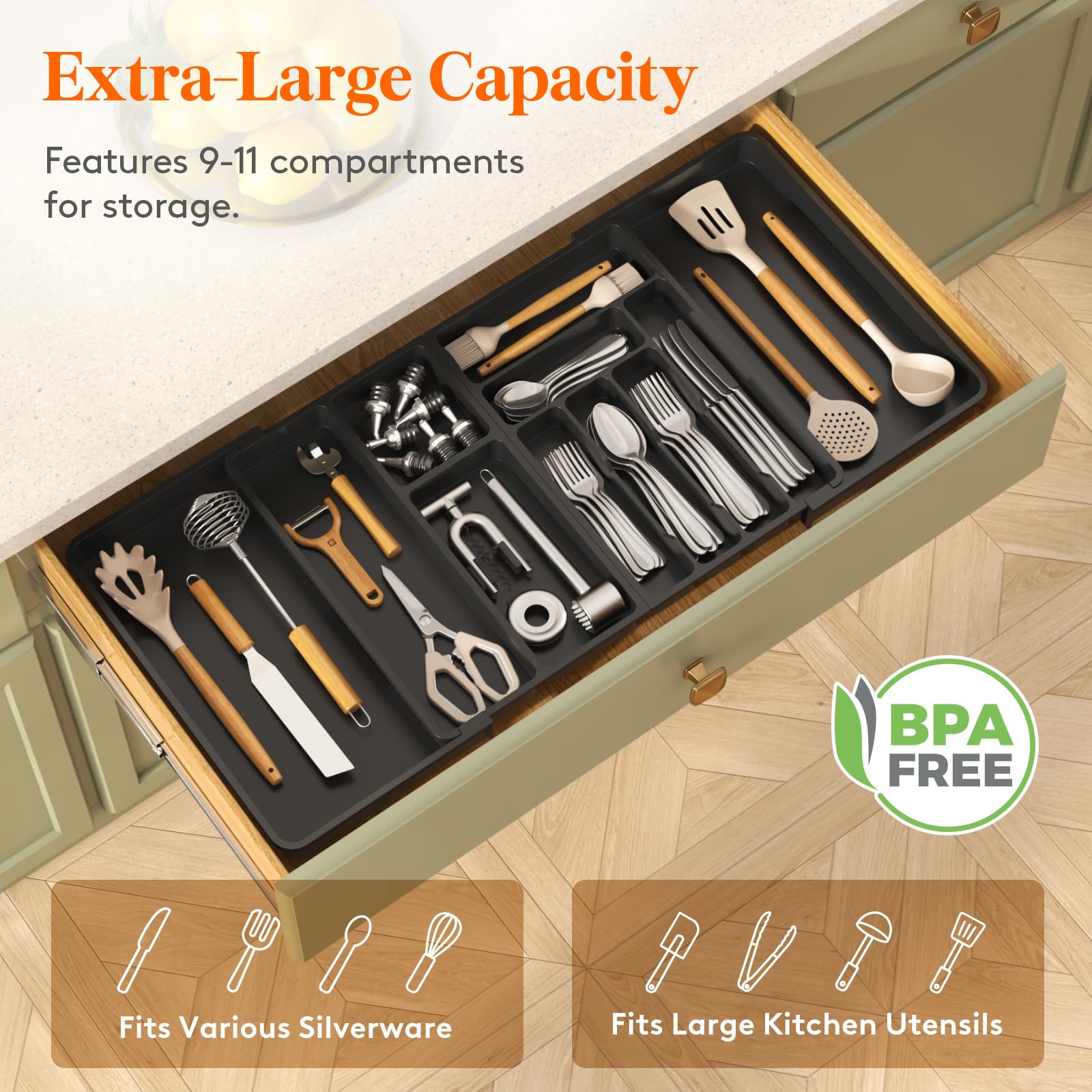 Utensil Organizer for Kitchen Drawer