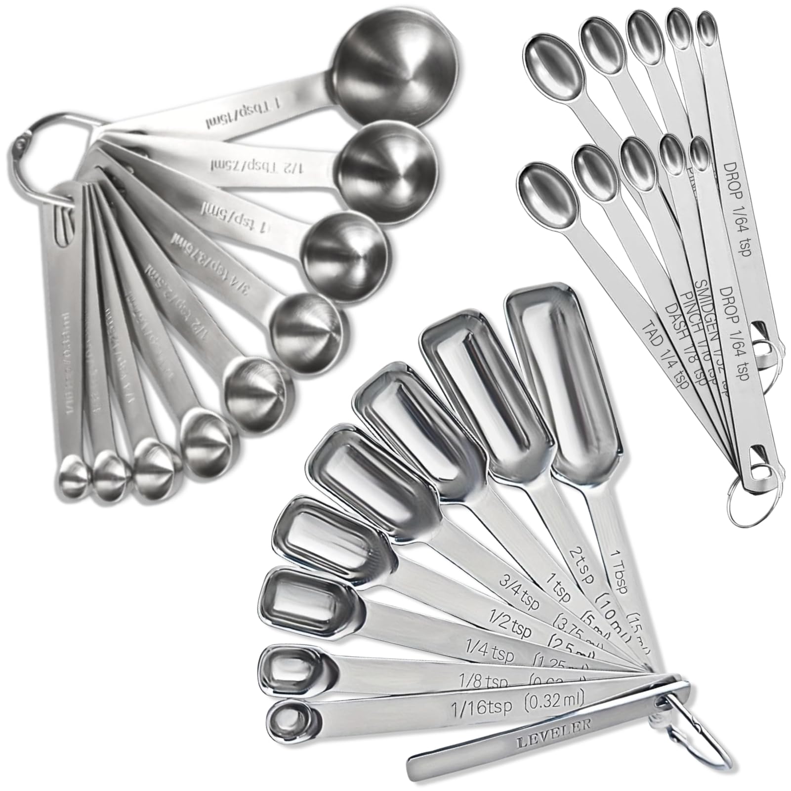 28 Pcs Stainless Steel Measuring Spoons Set with Leveler (28 Count)