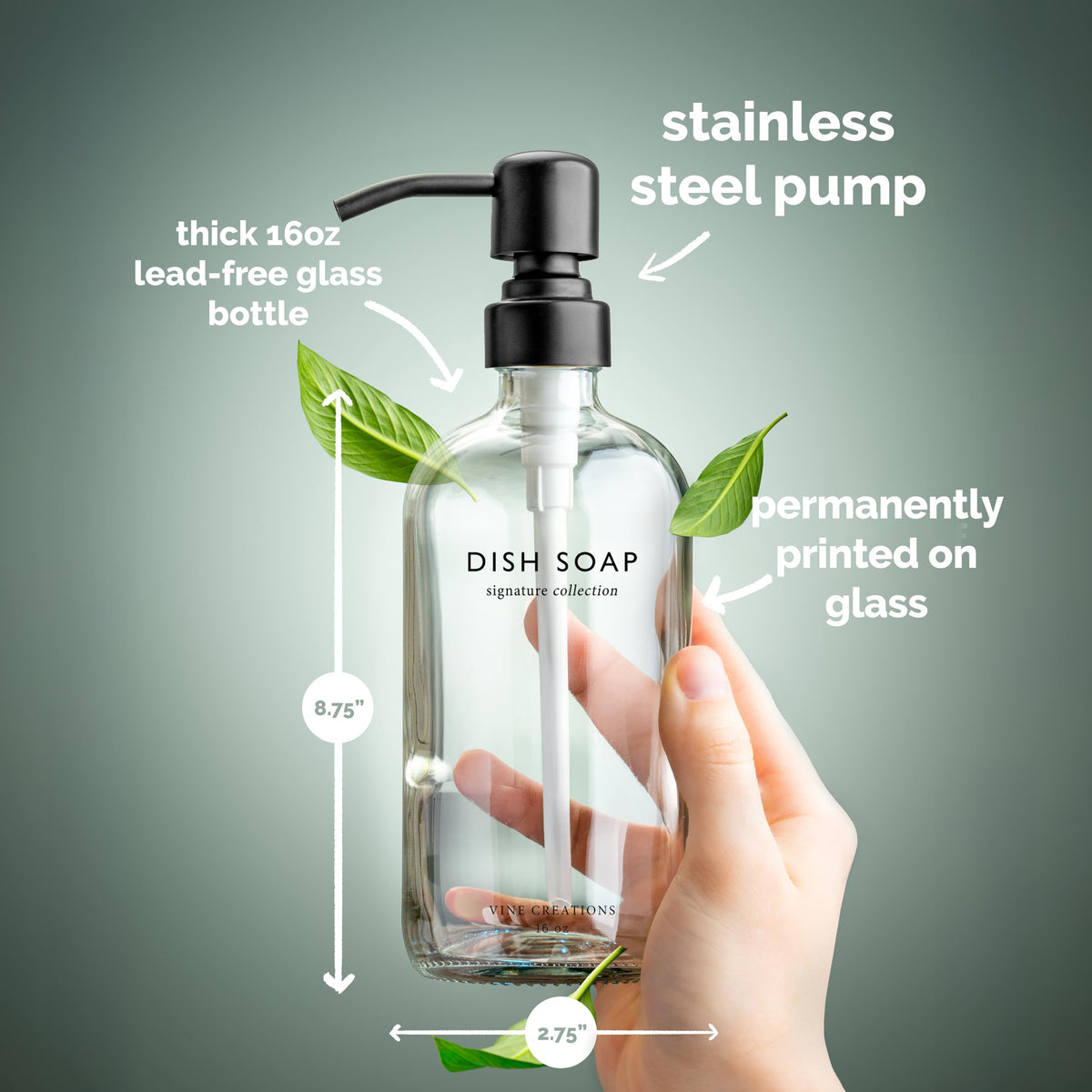 Clear Glass Soap Dispenser Set (16 Ounce)