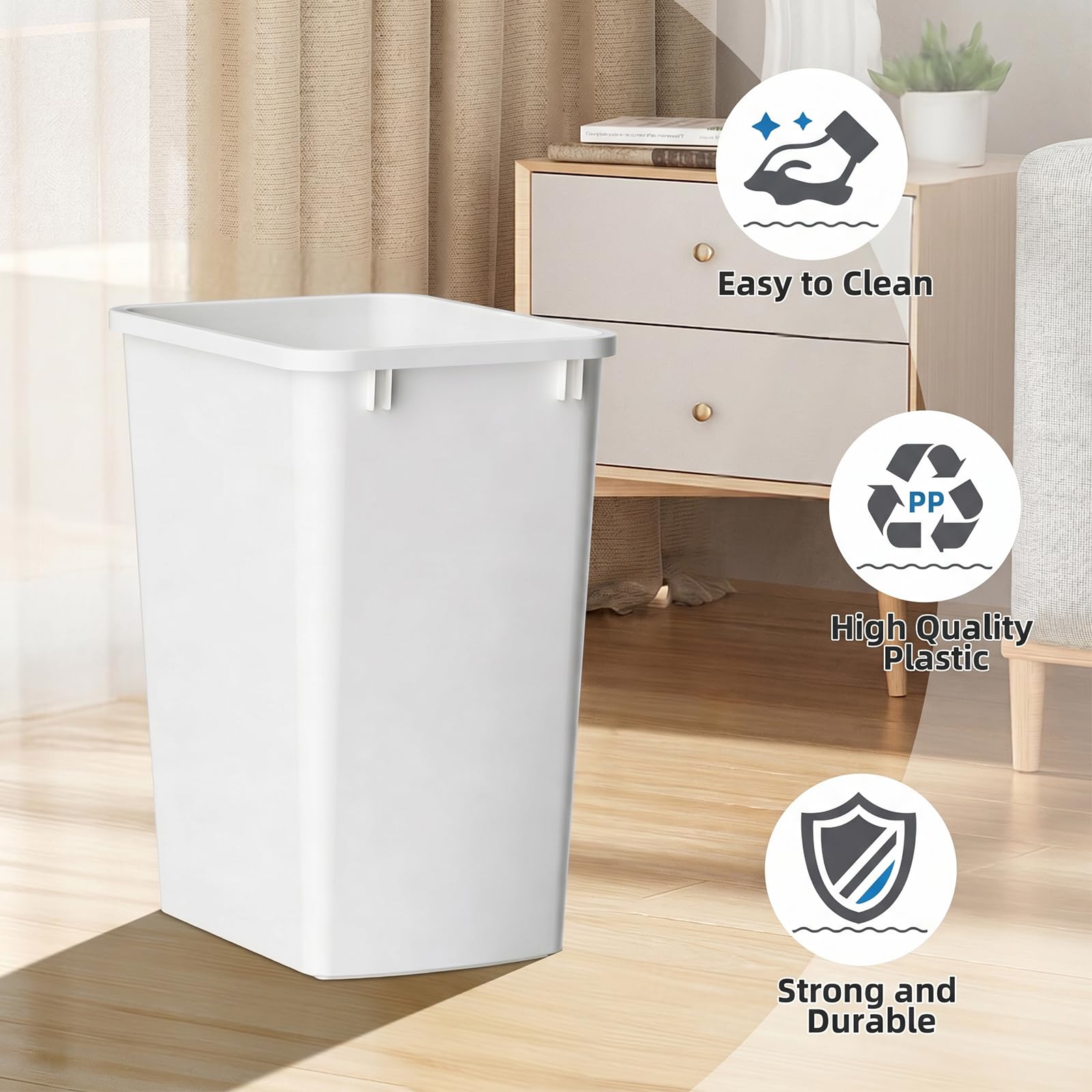 35 Quart Plastic Trash Can (4 Count)