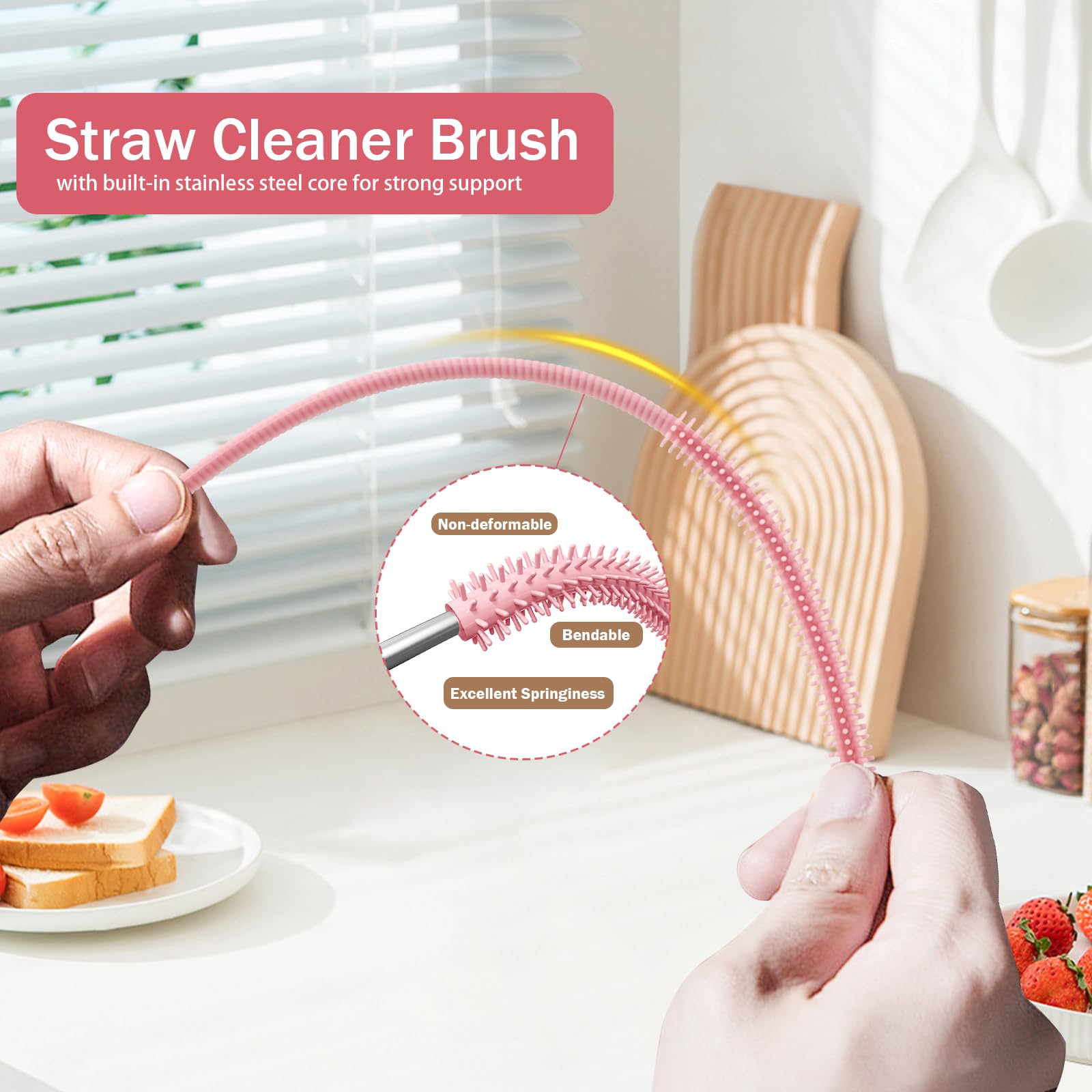 2Pcs Silicone Straw Cleaner Brush (2 Count)