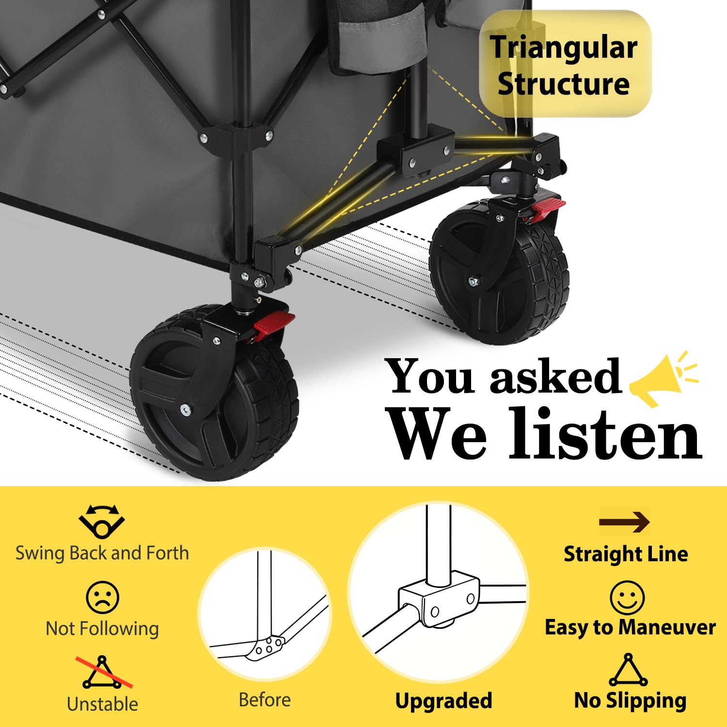 48''L Collapsible Foldable Extended Wagon with 660lbs Weight Capacity