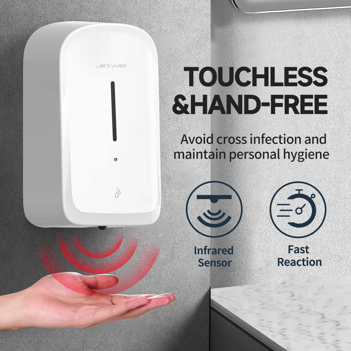 Touchless Wall Mount White ABS Plastic Soap Dispenser 34OZ