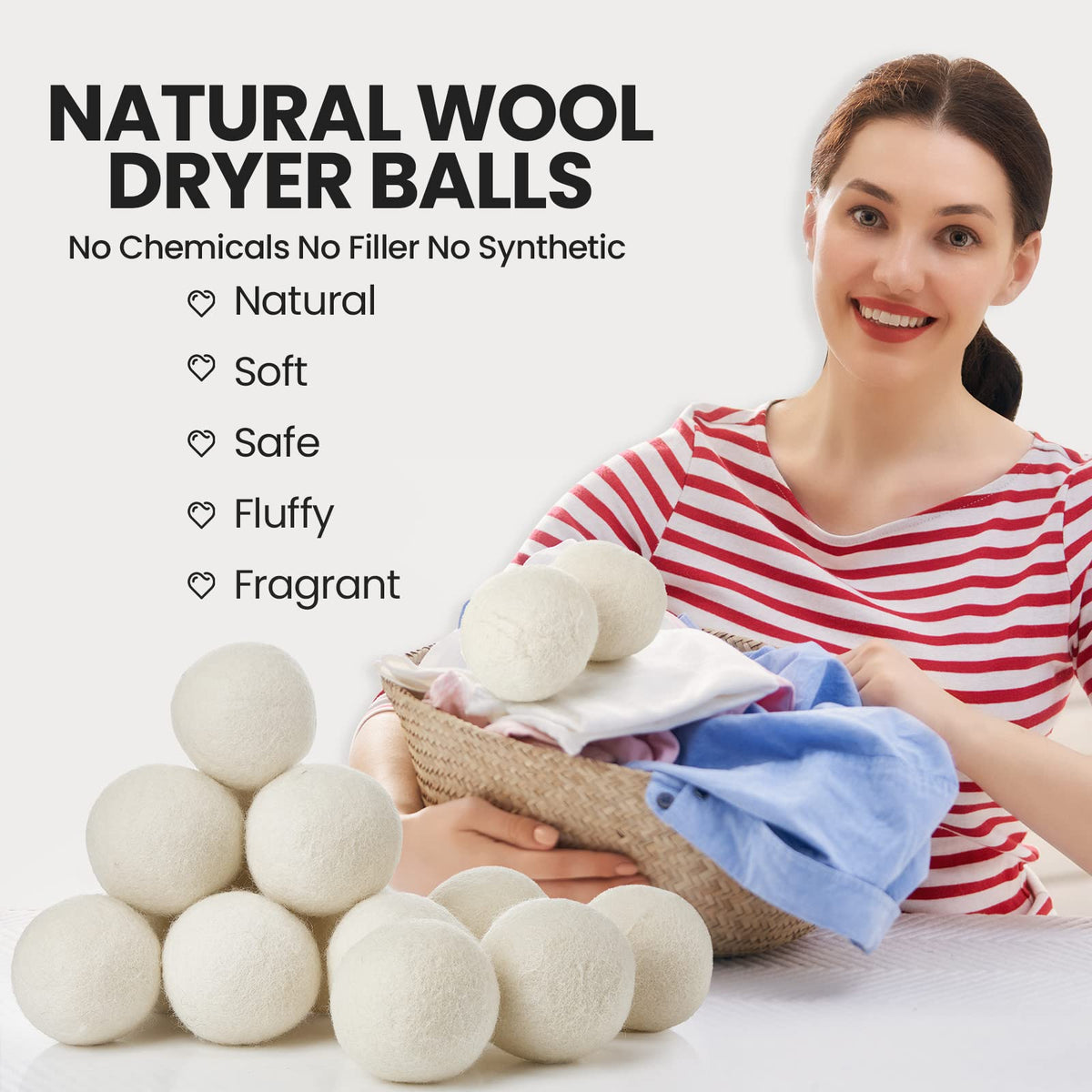 24 Pcs Wool Dryer Balls Set with Muslin Bags for Laundry