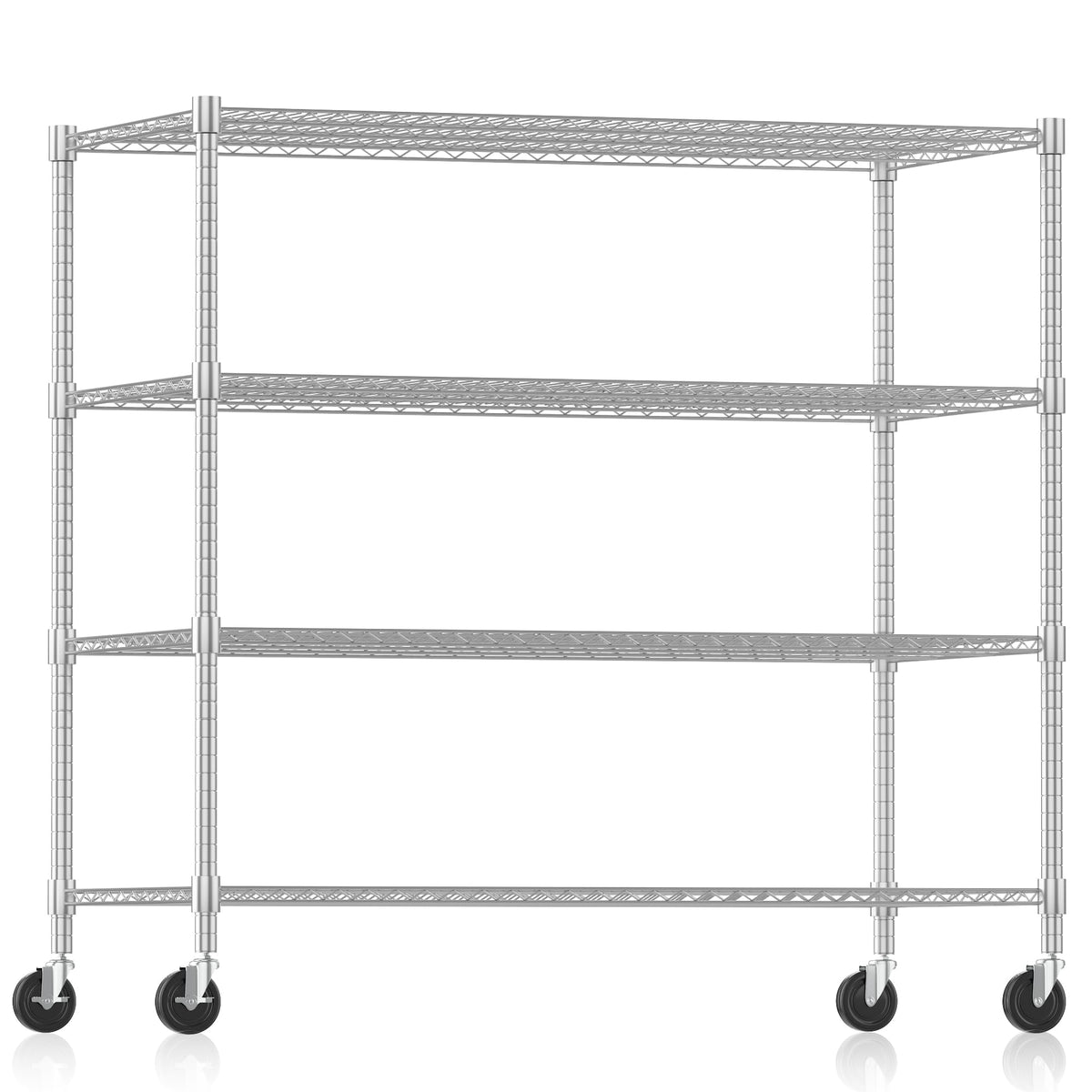 Storage Shelves 60"W Wire Shelving with Wheels 2600LBS Heavy Duty Metal Shelves for Storage