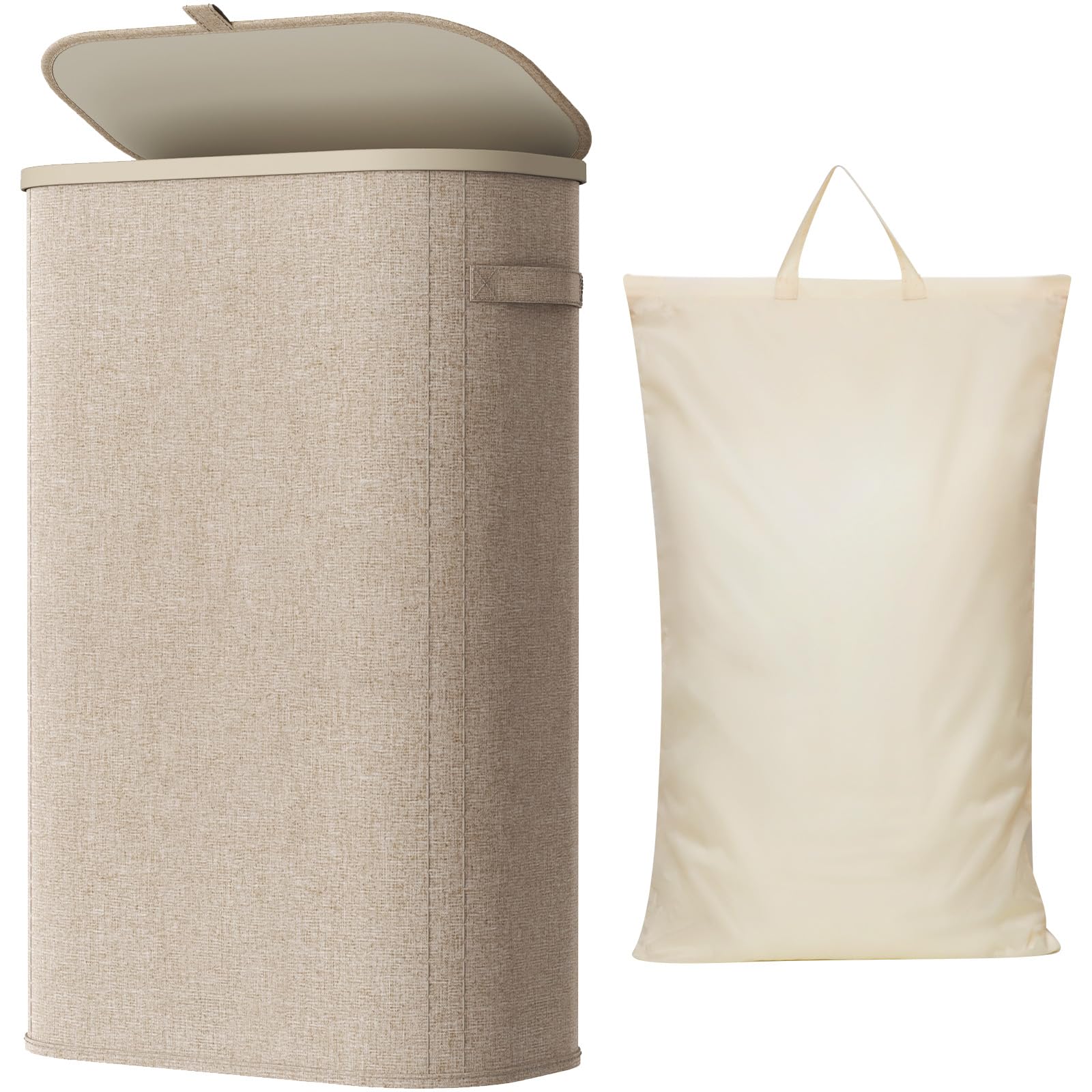 Slim Laundry Basket with Lid and Removable Bag
