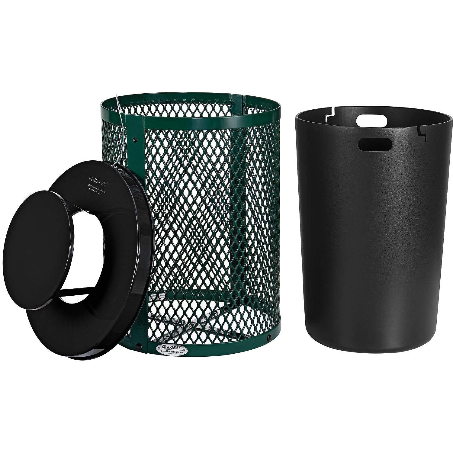 Outdoor Diamond Steel Trash Can with Rain Bonnet Lid
