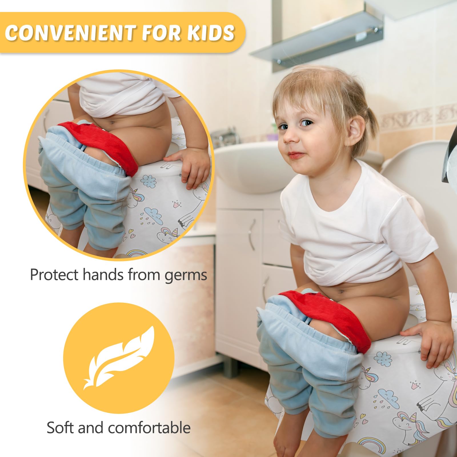 40 Pack Disposable Toilet Seat Covers for Kid Toddler Adults Extra Large Individually Wrapped Portable Paper Potty Seat Cover Potty Training Liners for Travel