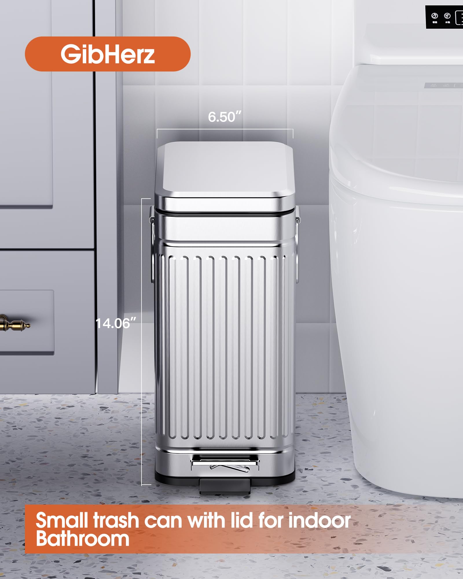 Small Trash Can with Lid Soft Close