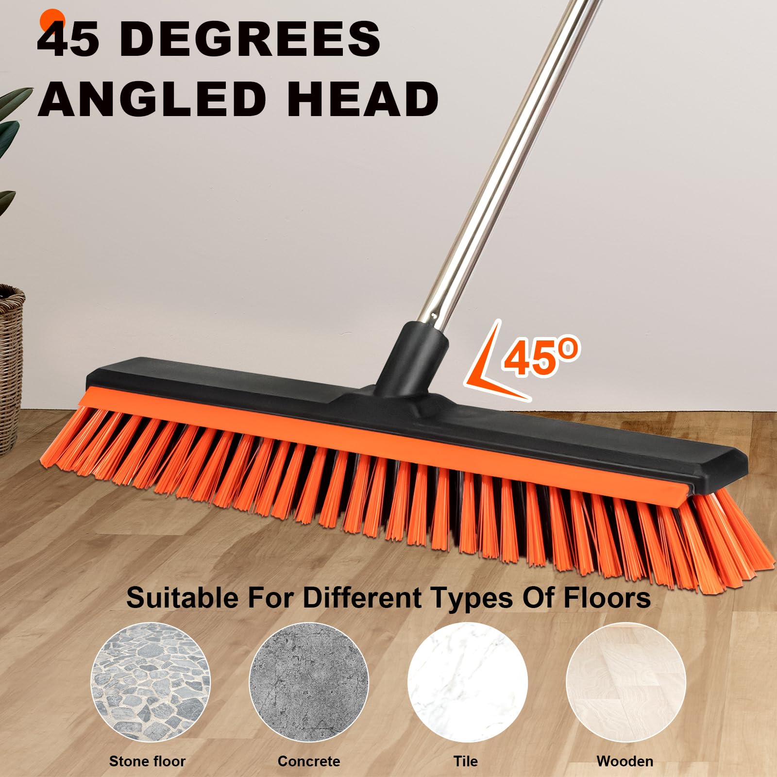 18" Push Broom Outdoor with Rubber Squeegee
