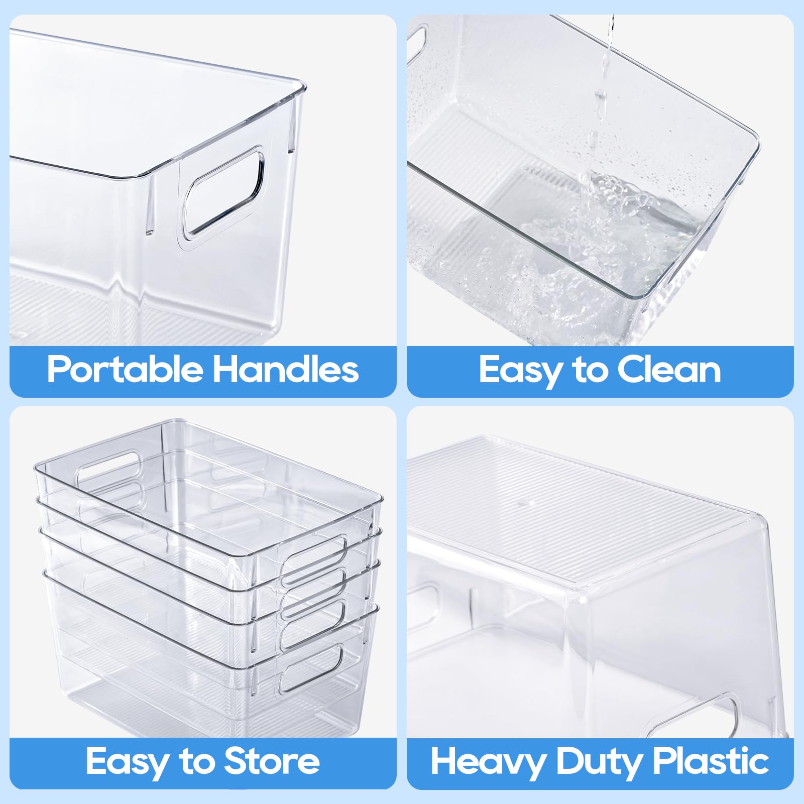 Clear Plastic Storage Bins (4 Count)