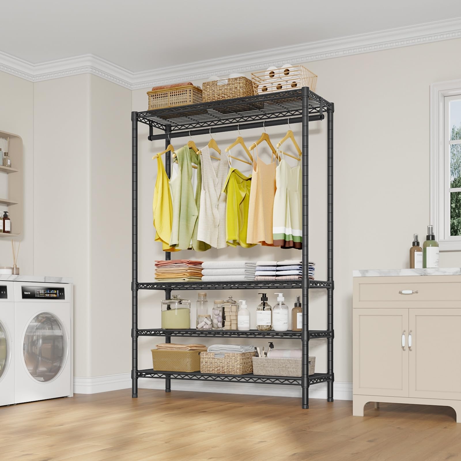 V1 Plus 4 Tier Clothes Rack with Shelves