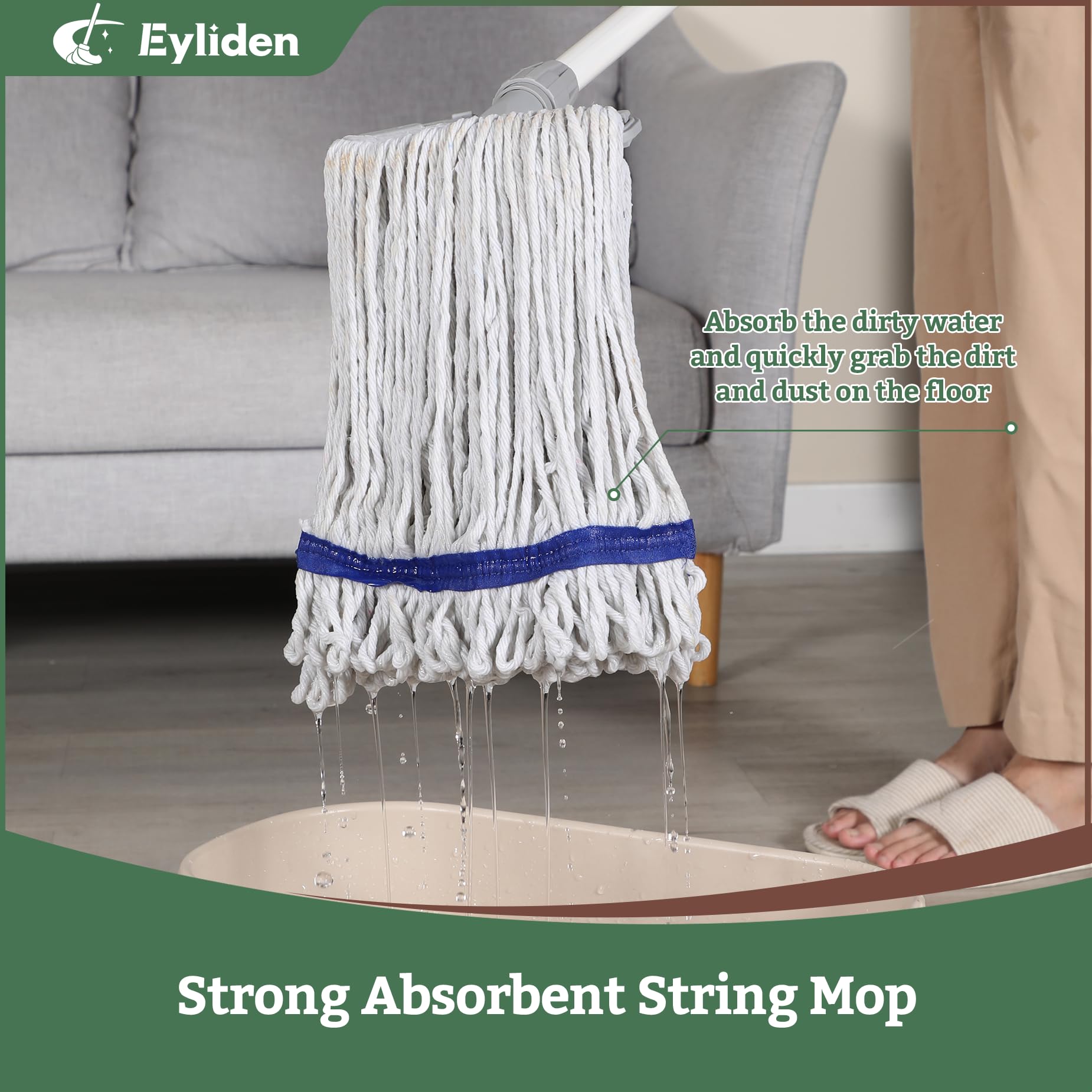Commercial Wet Mop with 2 Cotton Heads