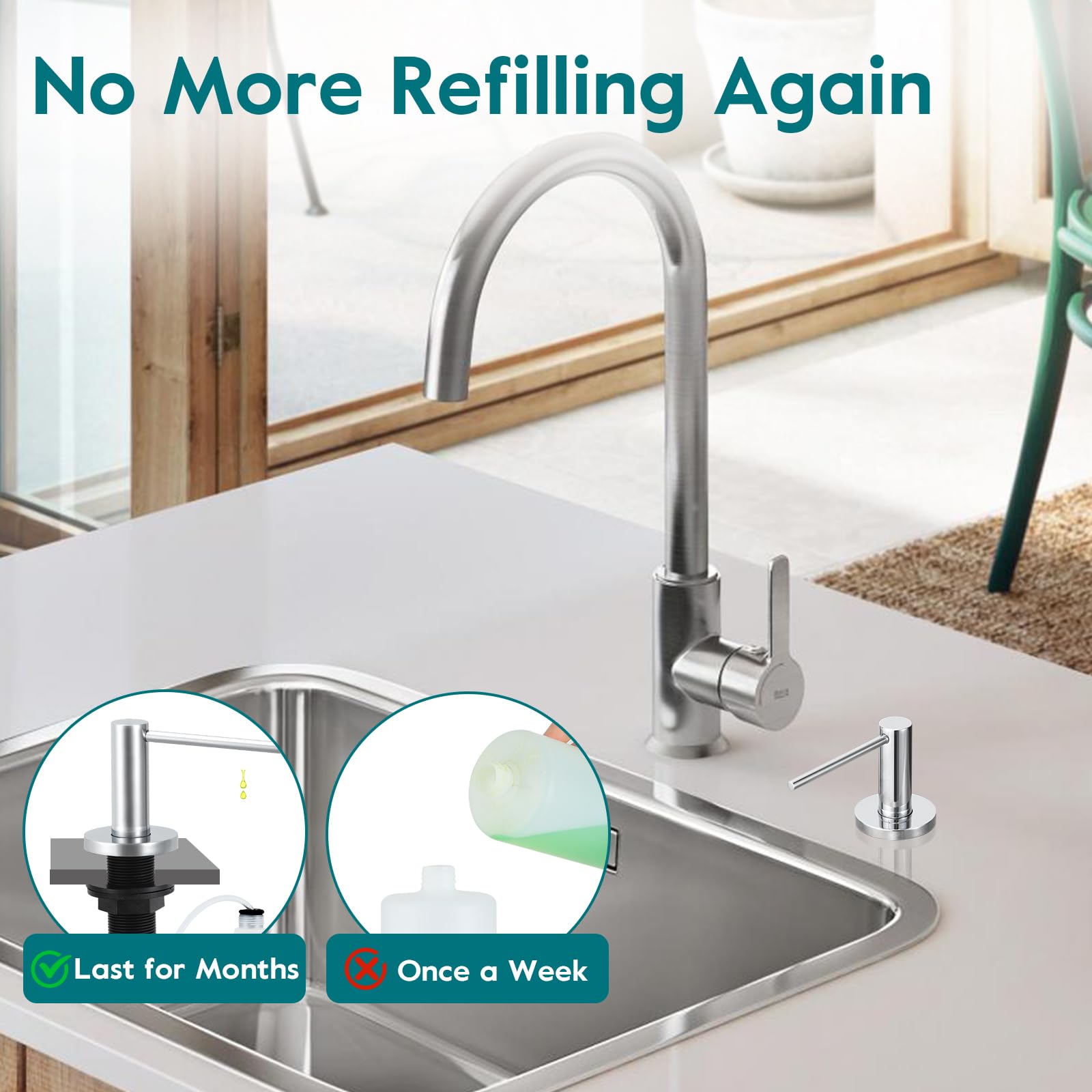 Soap Dispenser for Kitchen Sink Polished Chrome