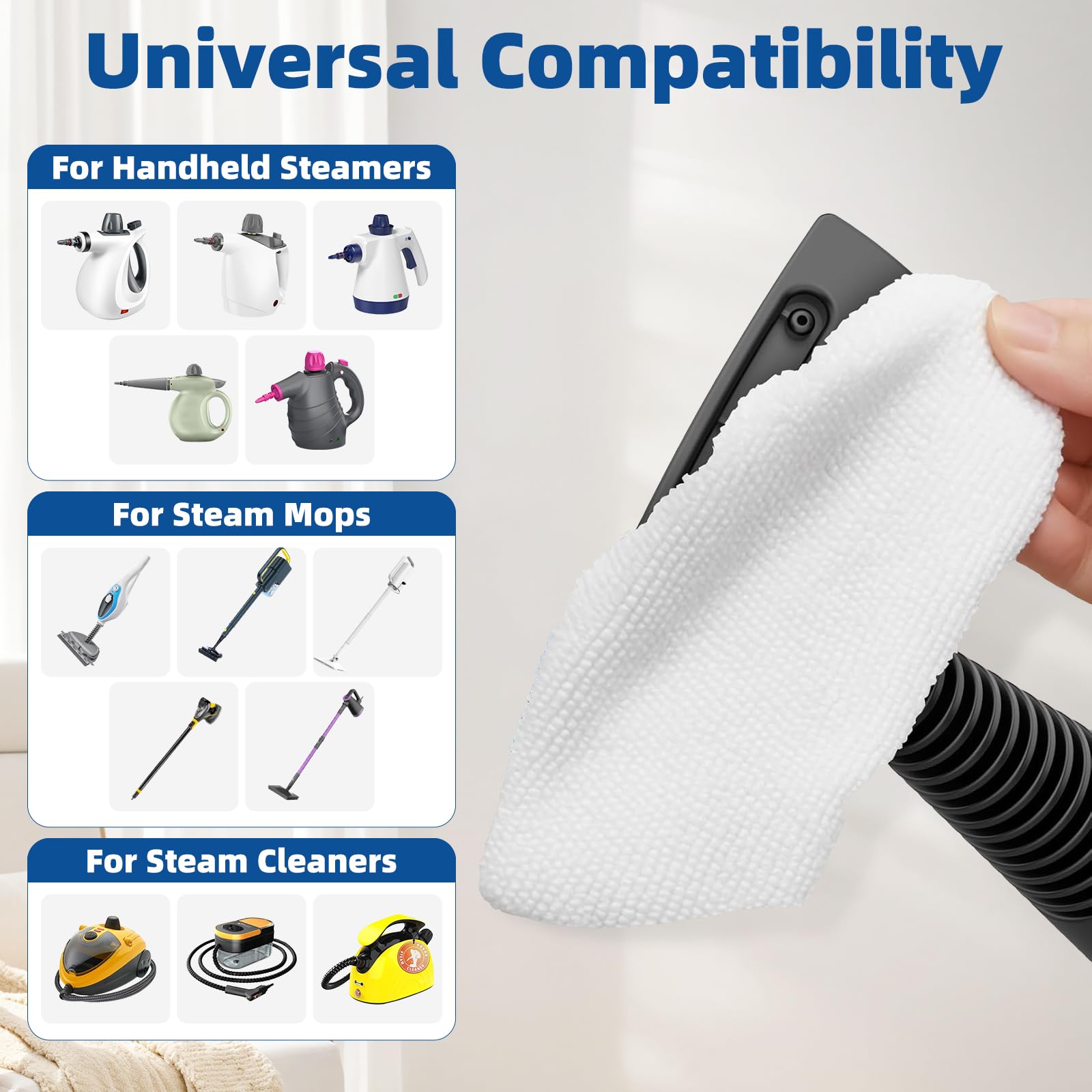 10 Pack Universal Microfiber Cloths for Handheld Steamer and Steam Mop (10 Count)