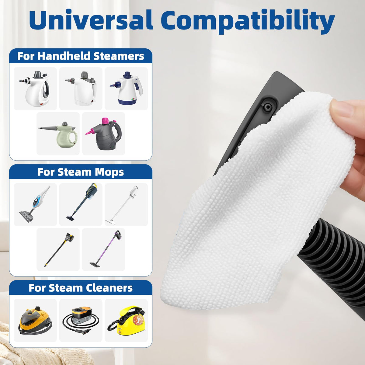 10 Pack Universal Microfiber Cloths for Handheld Steamer and Steam Mop (10 Count)