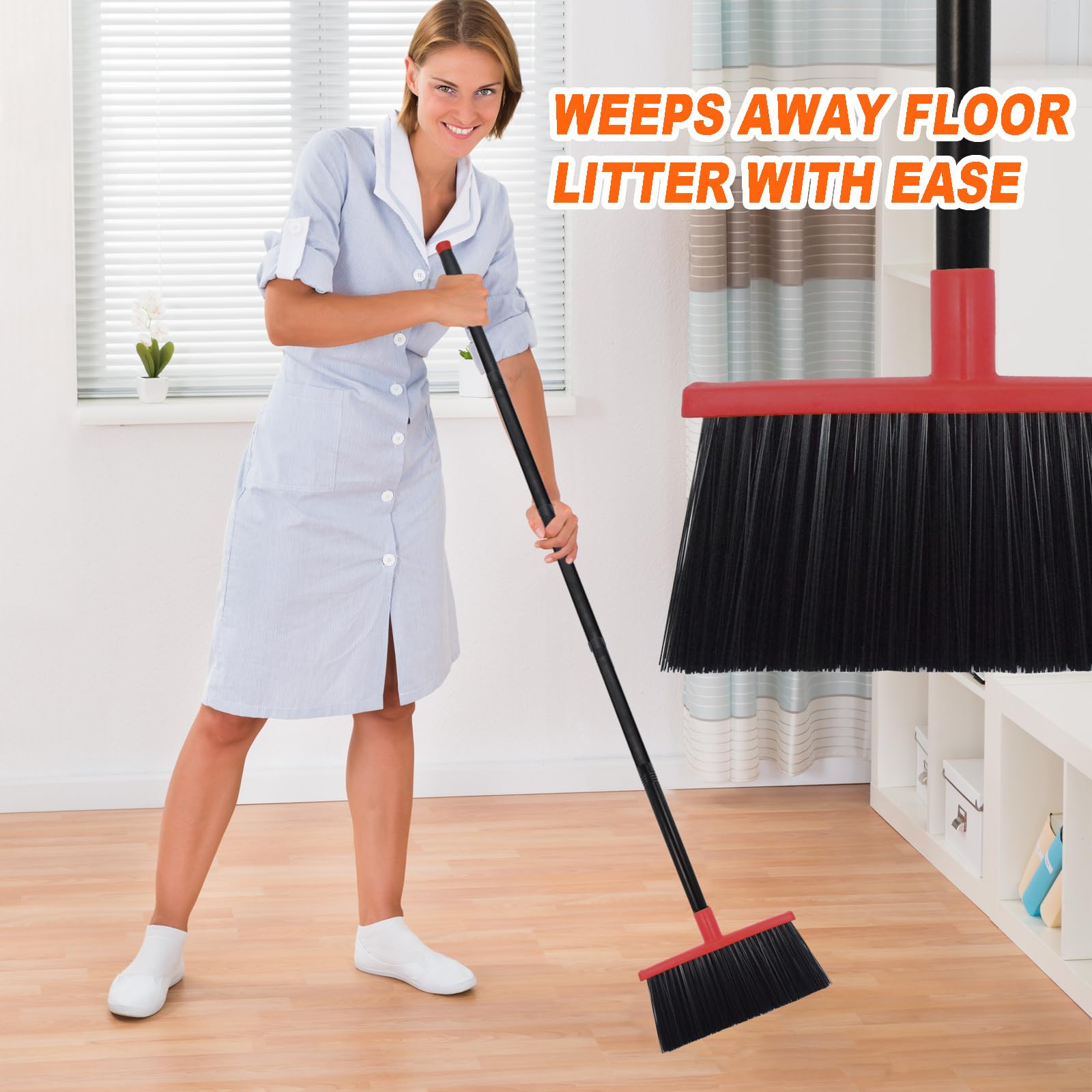 Heavy Duty Adjustable Angle Broom with 56" Steel Handle