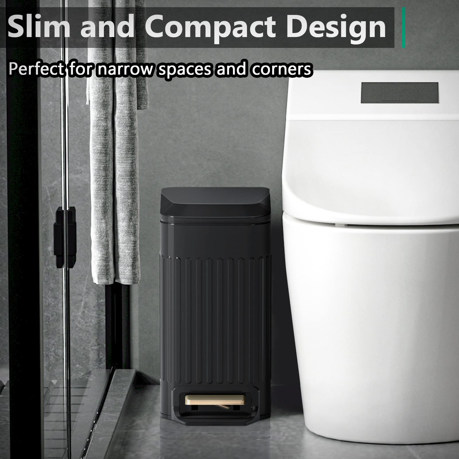Small Bathroom Trash Can with Lid Soft Close