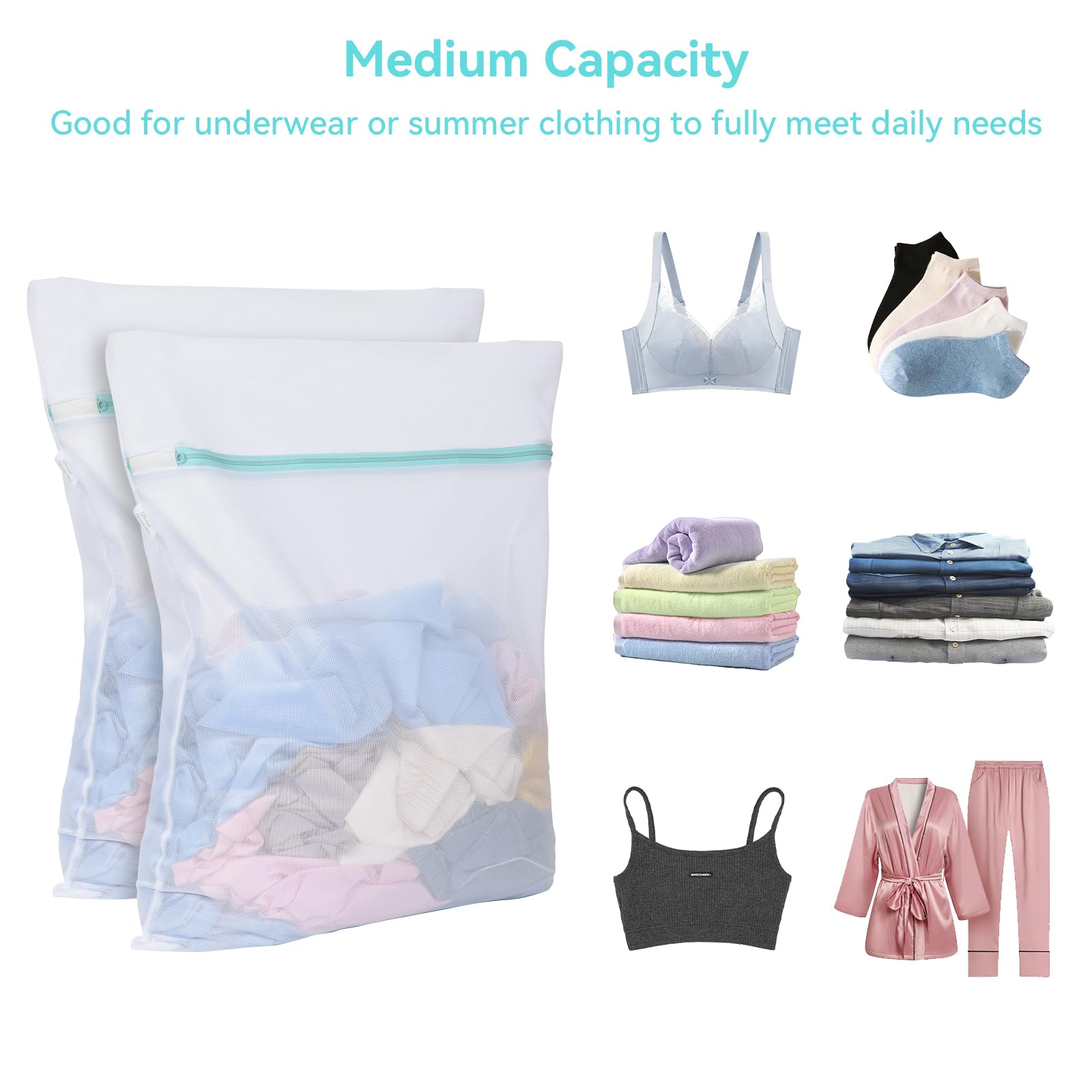 Mesh Laundry Bag for Delicates 20x24 inch Mesh Wash Bag for Washing Machine Zippered Net Laundry Bag for Bra Underwear College Dorm Home Don't Drying