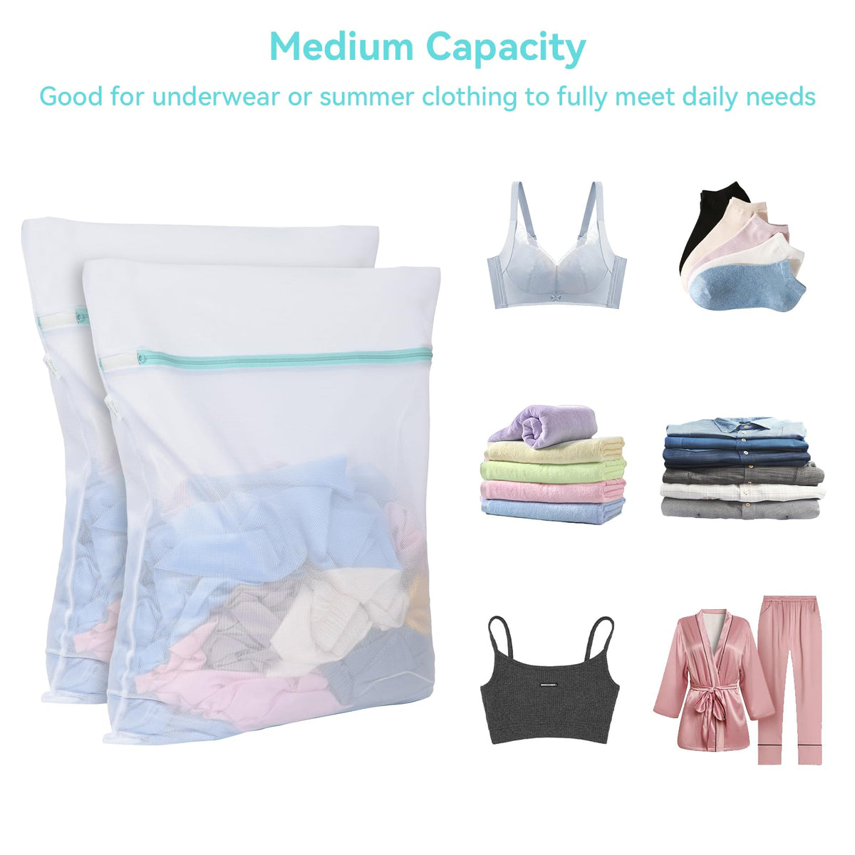 Mesh Laundry Bag for Delicates 20x24 inch Mesh Wash Bag for Washing Machine Zippered Net Laundry Bag for Bra Underwear College Dorm Home Don't Drying
