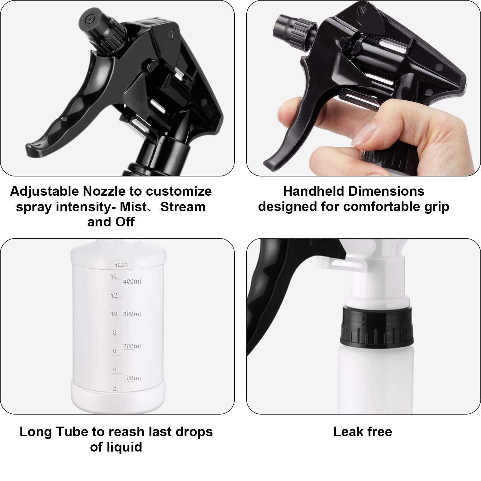 12 Pcs 16 Oz Plastic Spray Bottles (12 Count)