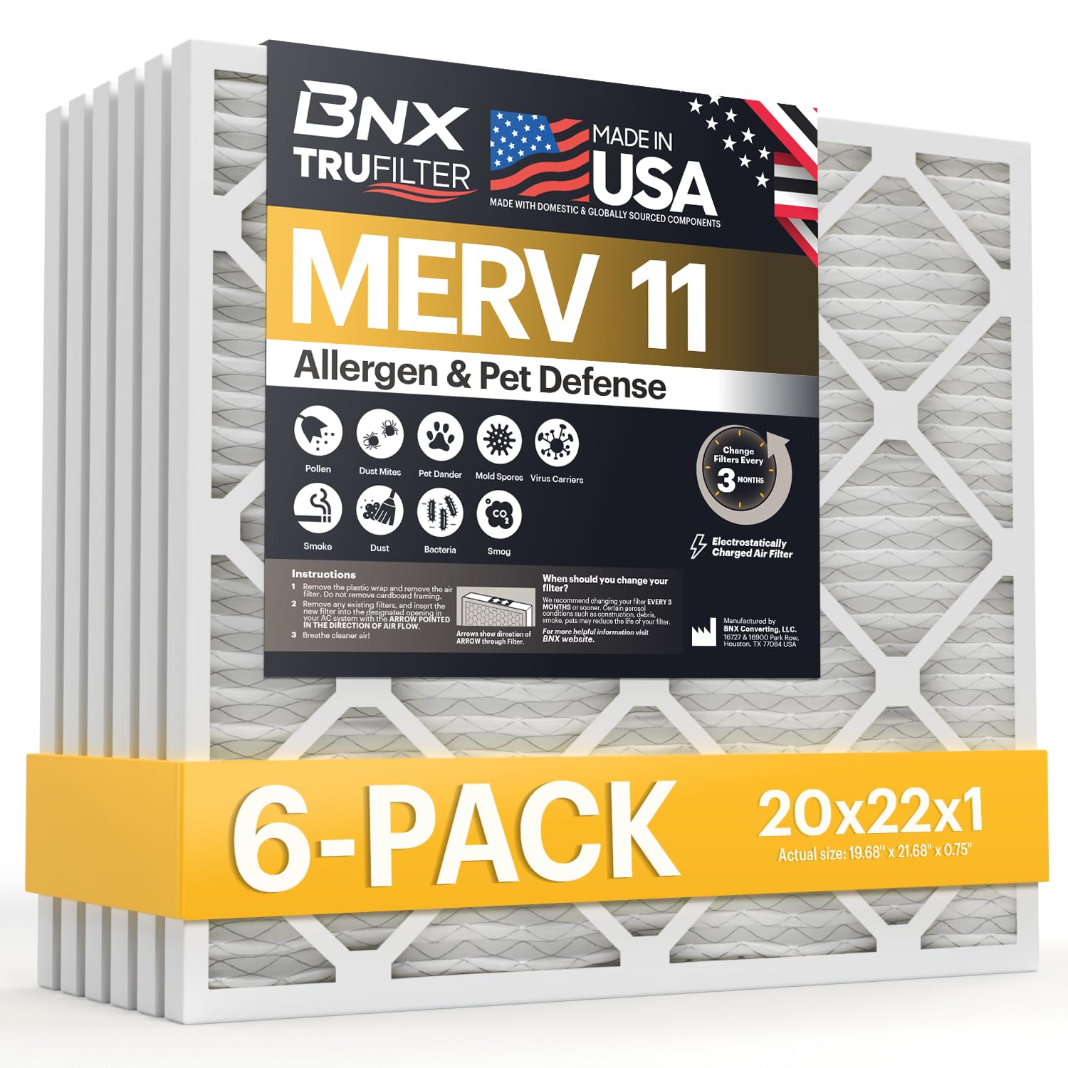 TruFilter 20x22x1 Air Filter MERV 11 (6 Count)