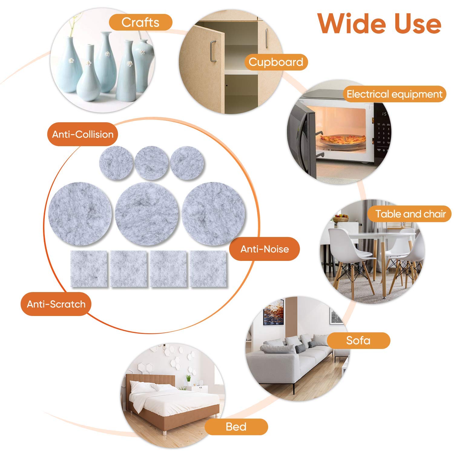 Furniture Pads 300 Pcs Premium Furniture Felt Pads Self Adhesive (300 Count)