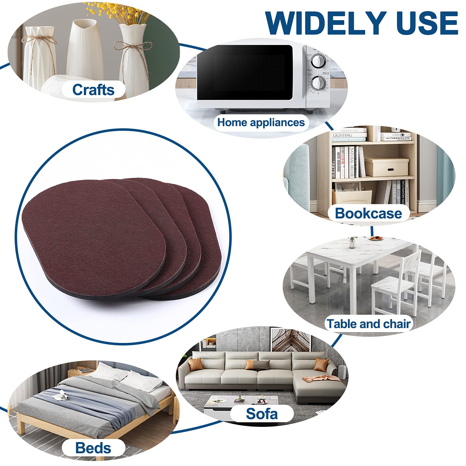 Large Furniture Sliders for Carpet and Hardwood Floors (8 Count)