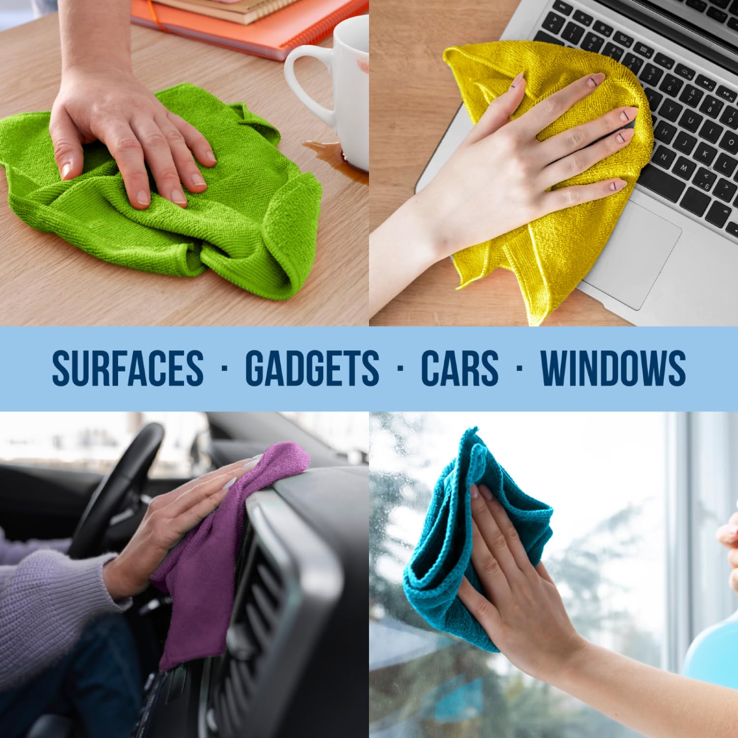 Microfiber Cleaning Cloth 11.5" x 11.5" 12 Pack (12 Count) - ModHome Supplies