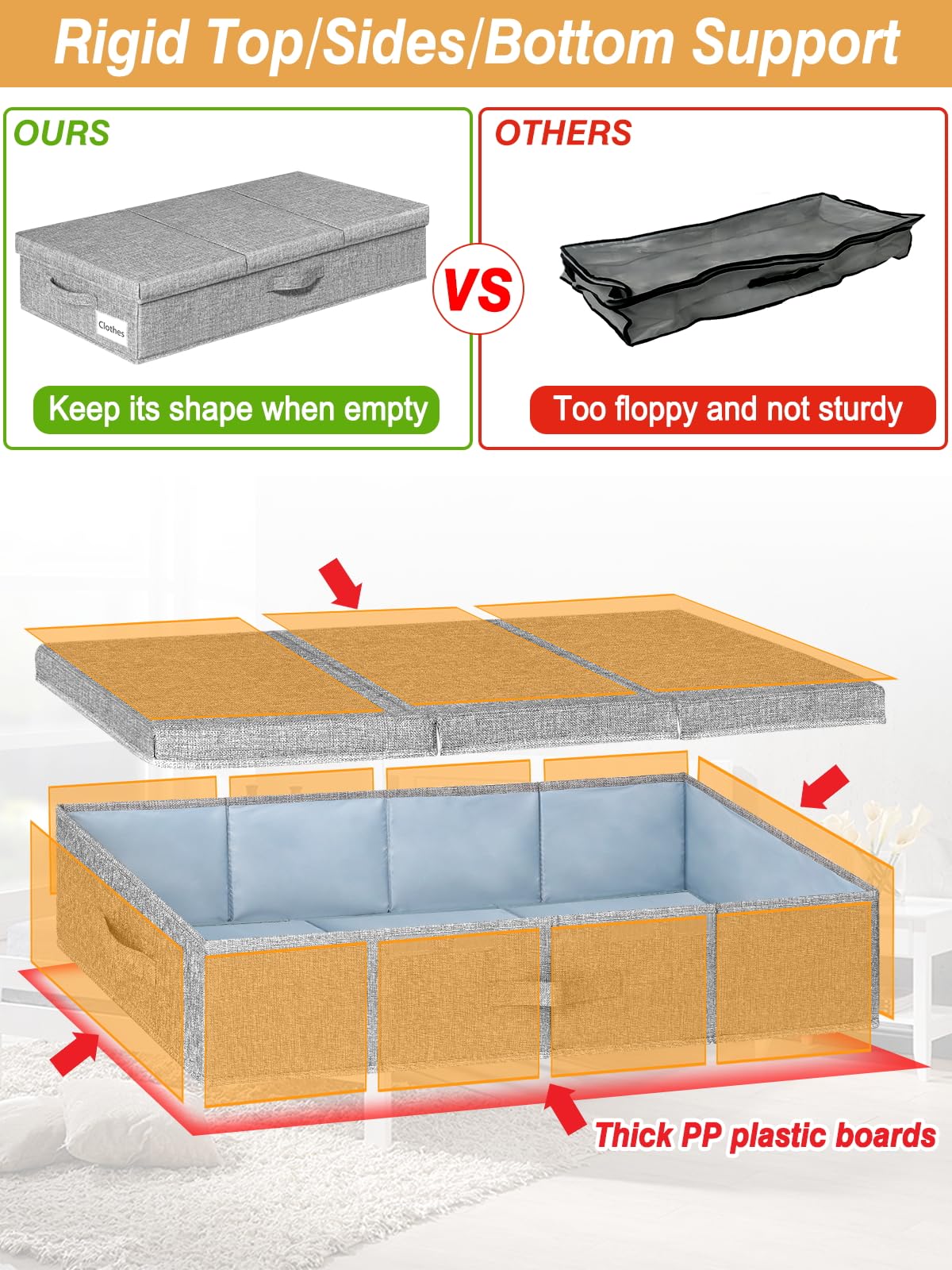 6 in Tall Under Bed Storage Containers with Lids