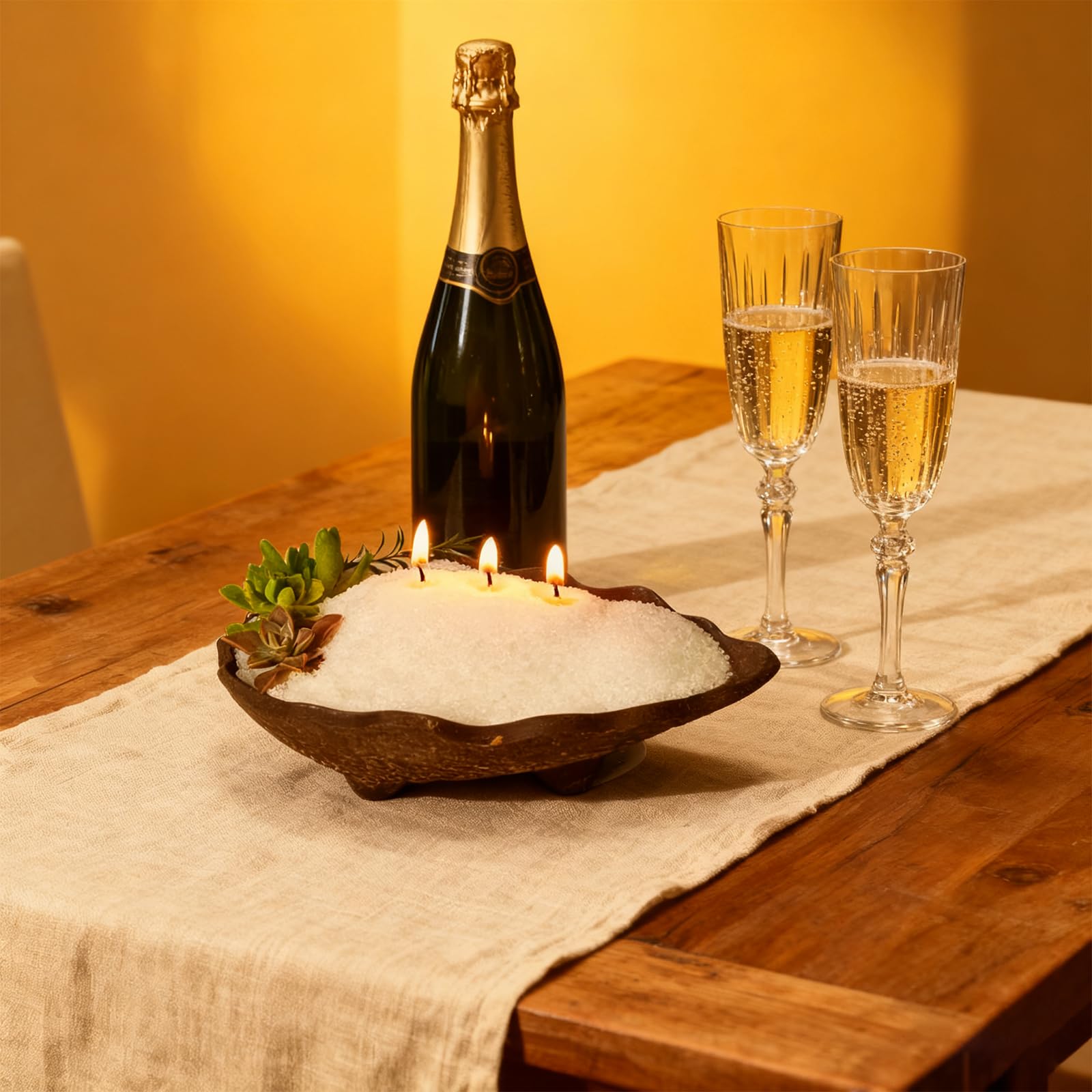 Champagne Scented White Pearled Candle 18oz Luxury Sand Candle Granulated Wax (18 Ounce)