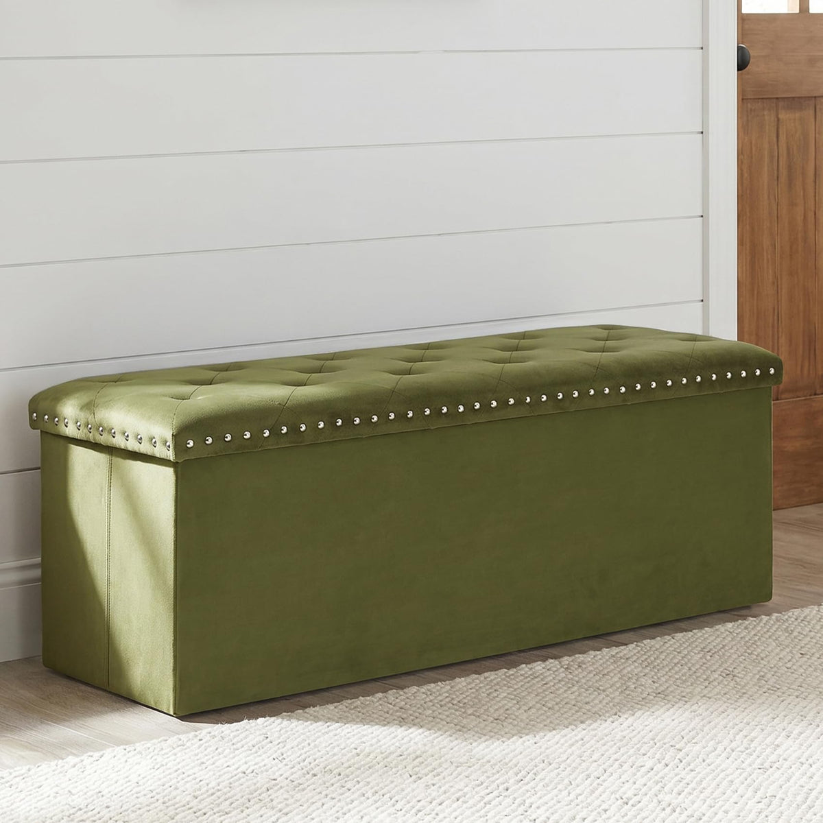 Velvet Storage Ottoman Bench