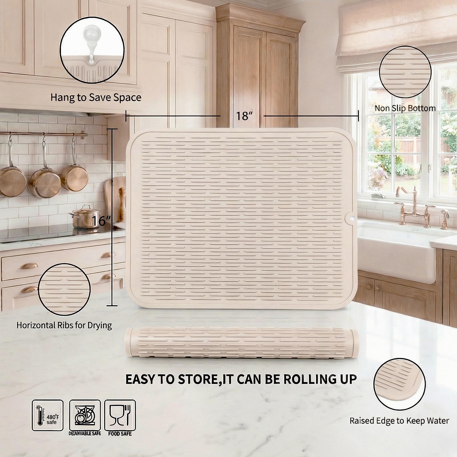 Silicone Dish Drying Mat for Multiple Usage