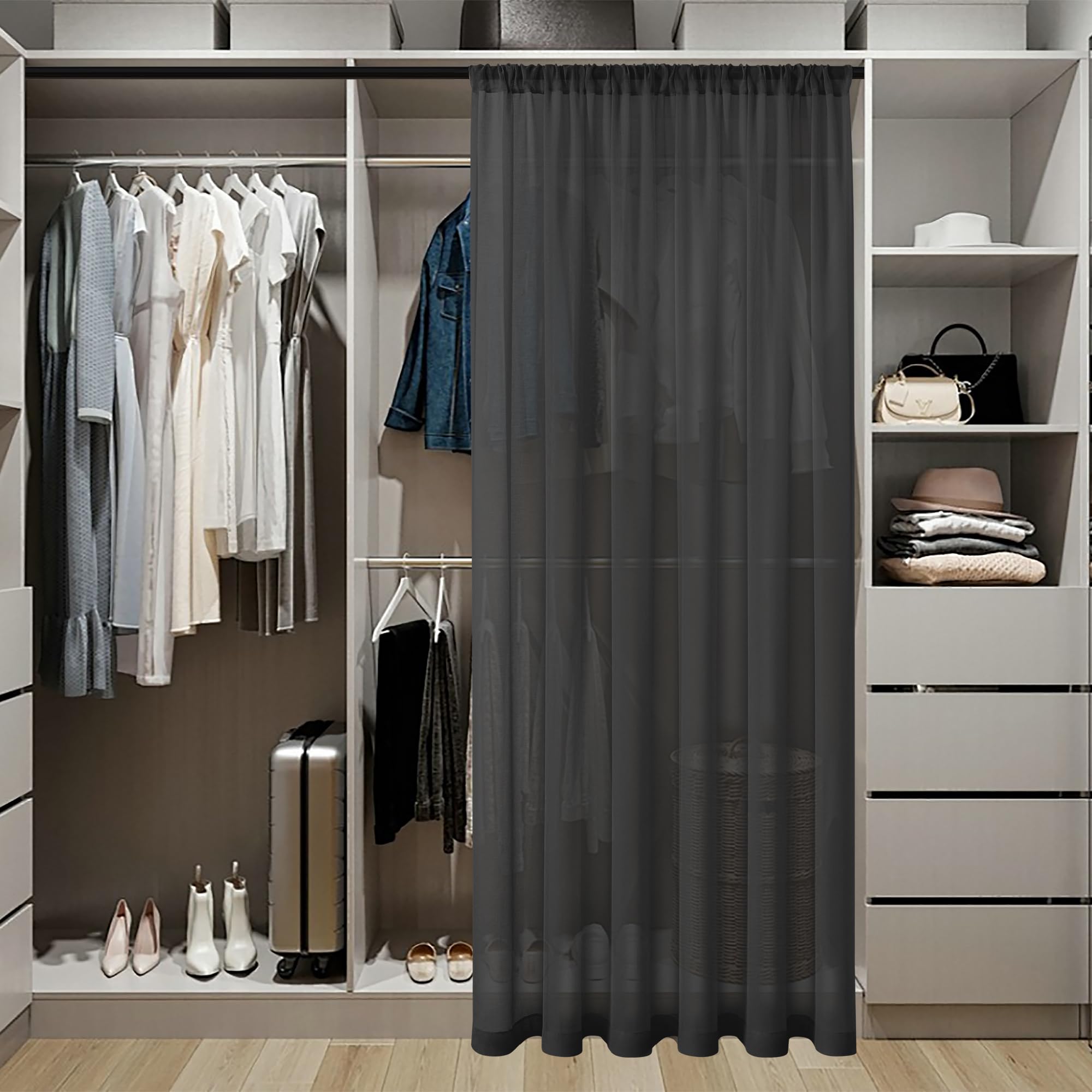 Sheer Door Curtain Closet Linen Textured Curtain Sheers Doorway Light Filtering Voile French Door Rod Pocket Curtains Patio Glass Doors