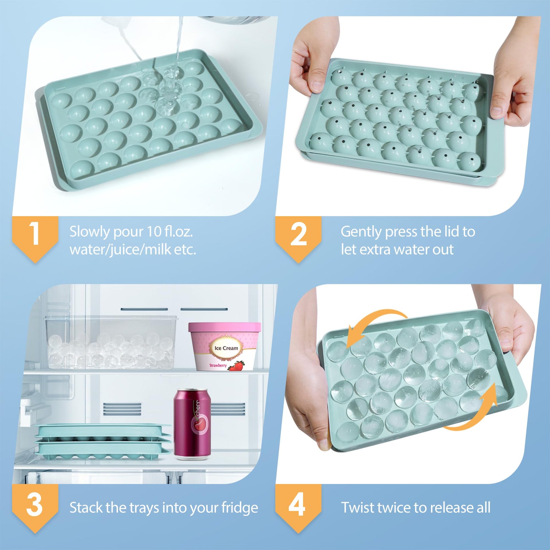 Ice Cube Tray with Lid and Bin
