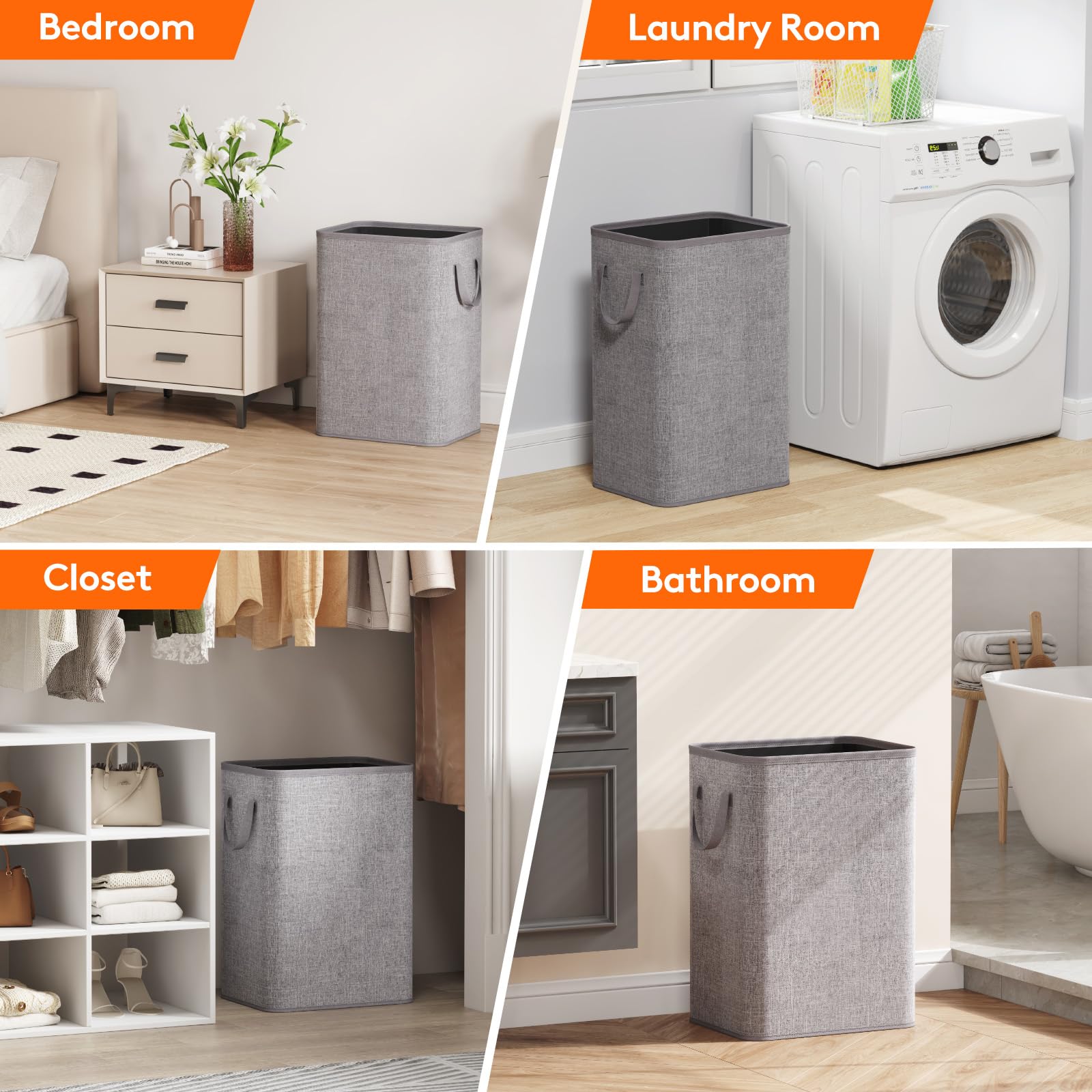 80L Large Laundry Basket with Handles