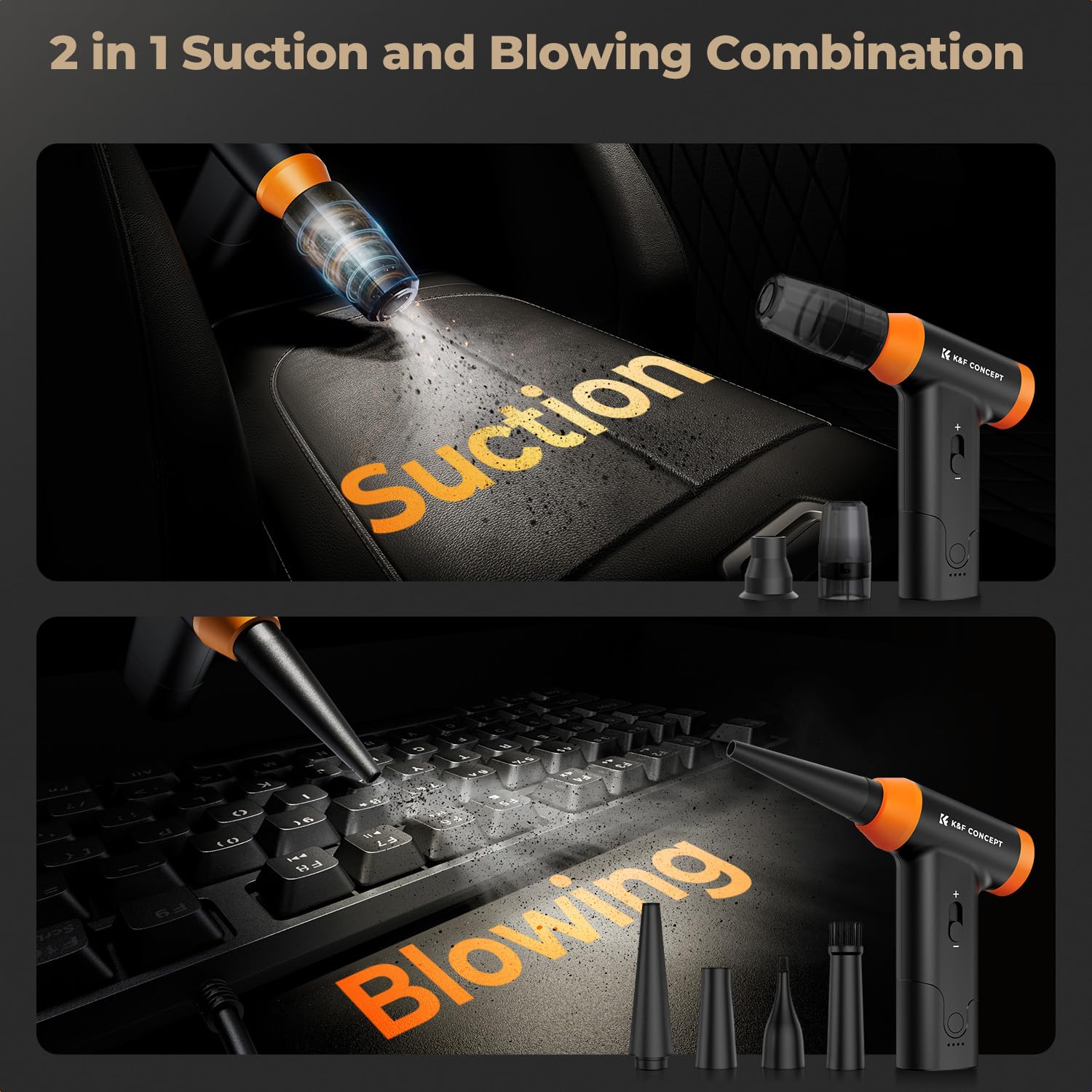 Blower and Suction 2 in 1 Compressed Air Duster