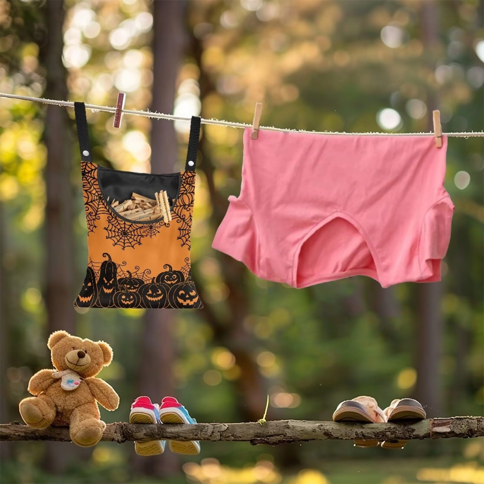 Halloween Pumpkin Clothespin Carrier Bag