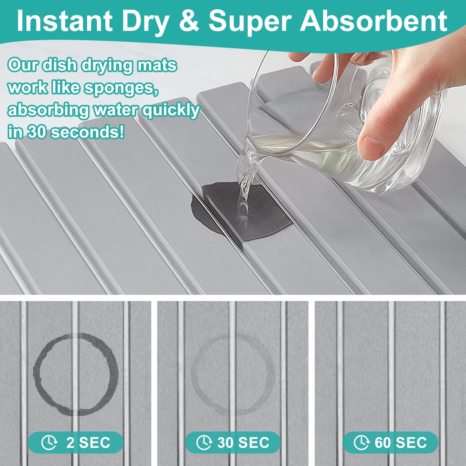 Large Stone Dish Drying Mat for Kitchen Sink Diatomite Countertop Dish