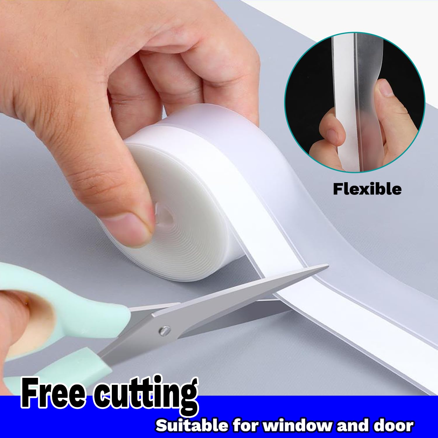 Weather Stripping Door Seal Strip 33 Feet Strip Bottom Draft Insulation Stopper Weatherproof Soundproof for Door Frame or Window Sealer Bathroom Shower Glass Gaps (33 Foot)